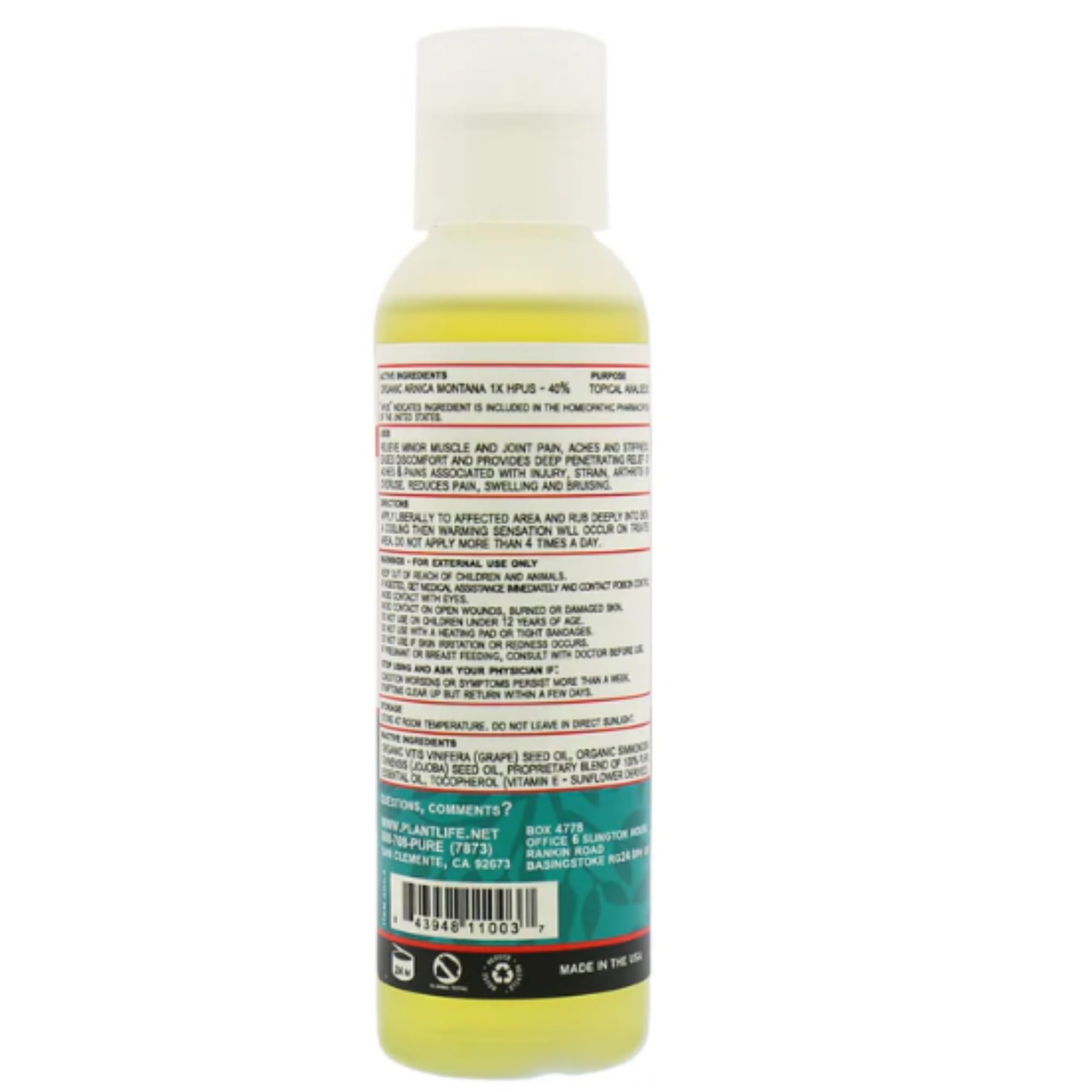 Compact Plantlife packaging for Arnica Relieve Oil storage
