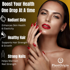 PlantOrigin Biotin Liquid Dosage Dropper shows precise, convenient daily intake.