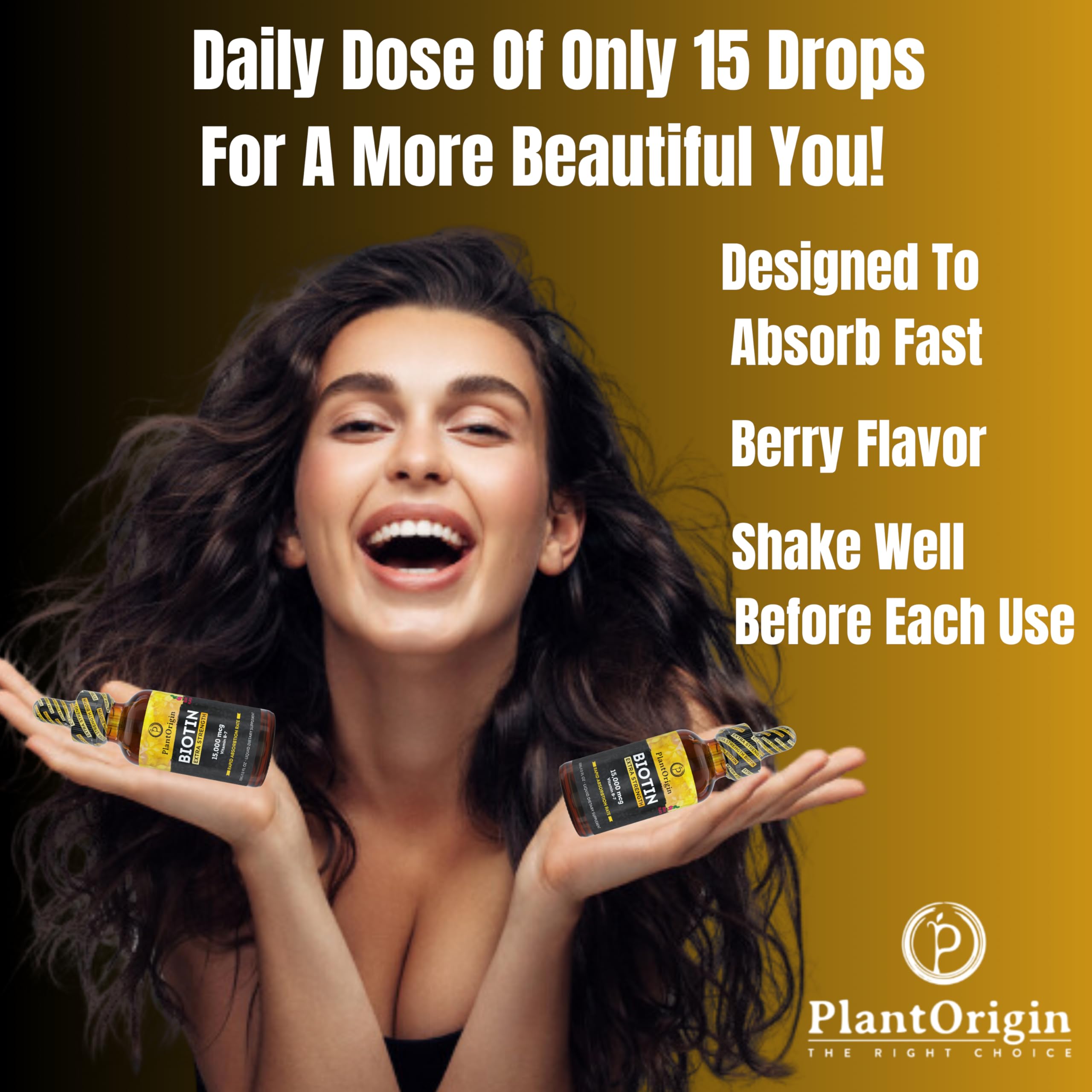 PlantOrigin Vegan Kosher Biotin Liquid demonstrates ethical, plant-based supplementation.