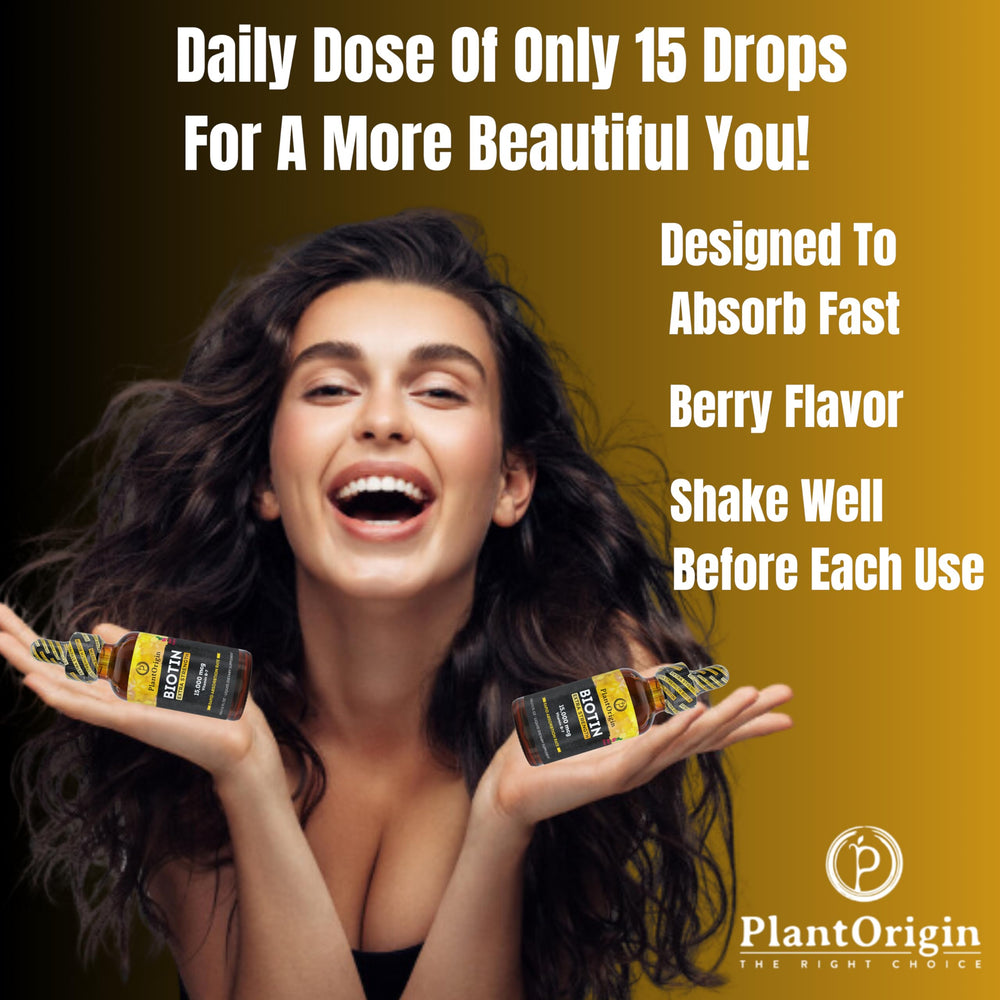 PlantOrigin Vegan Kosher Biotin Liquid demonstrates ethical, plant-based supplementation.