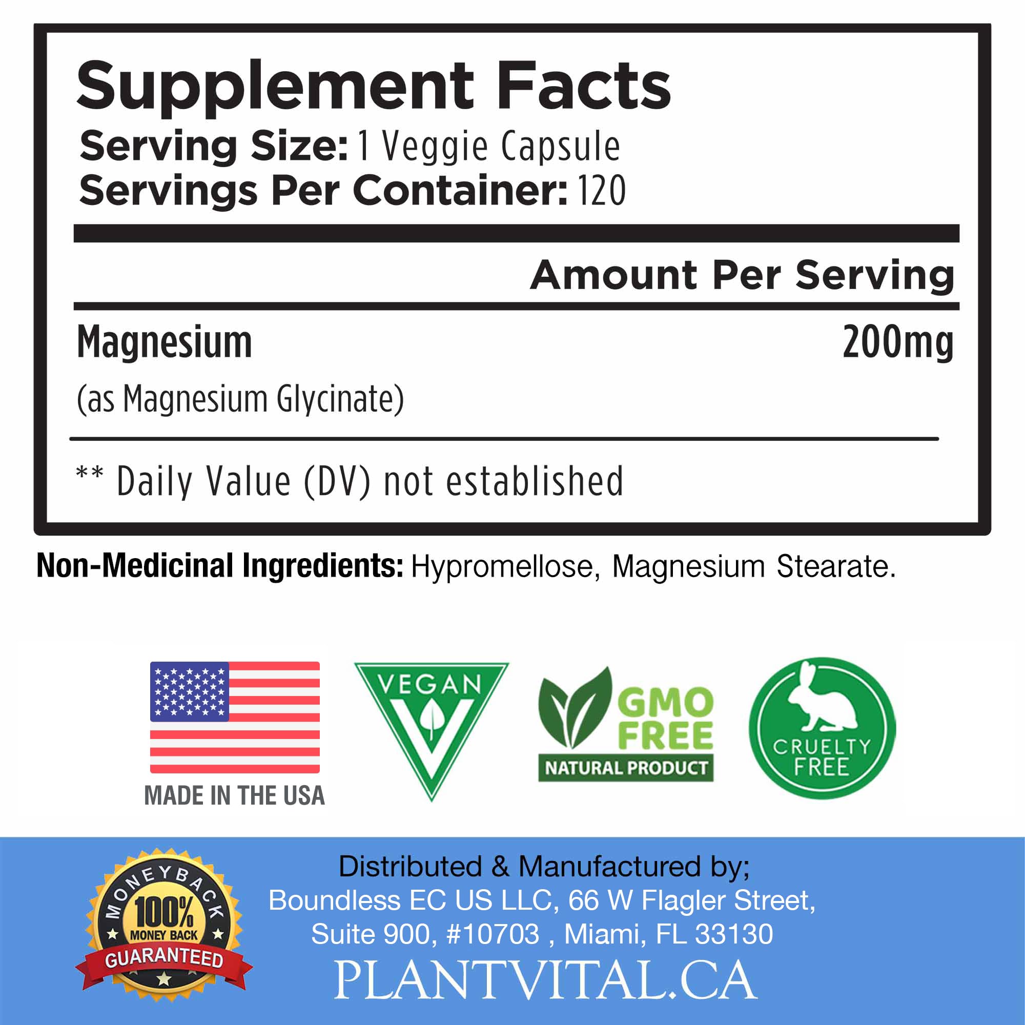 PlantVital magnesium capsules ready for daily use for muscle and nerve function.