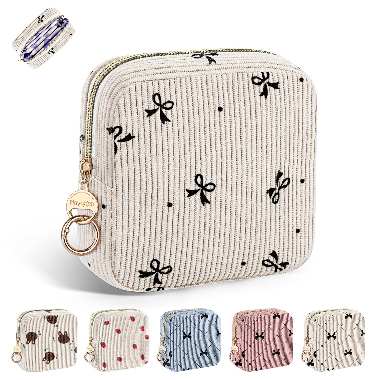 Playexen bolsa de periodo corduroy compacta ideal para guardar compresas y tampones con discreción.