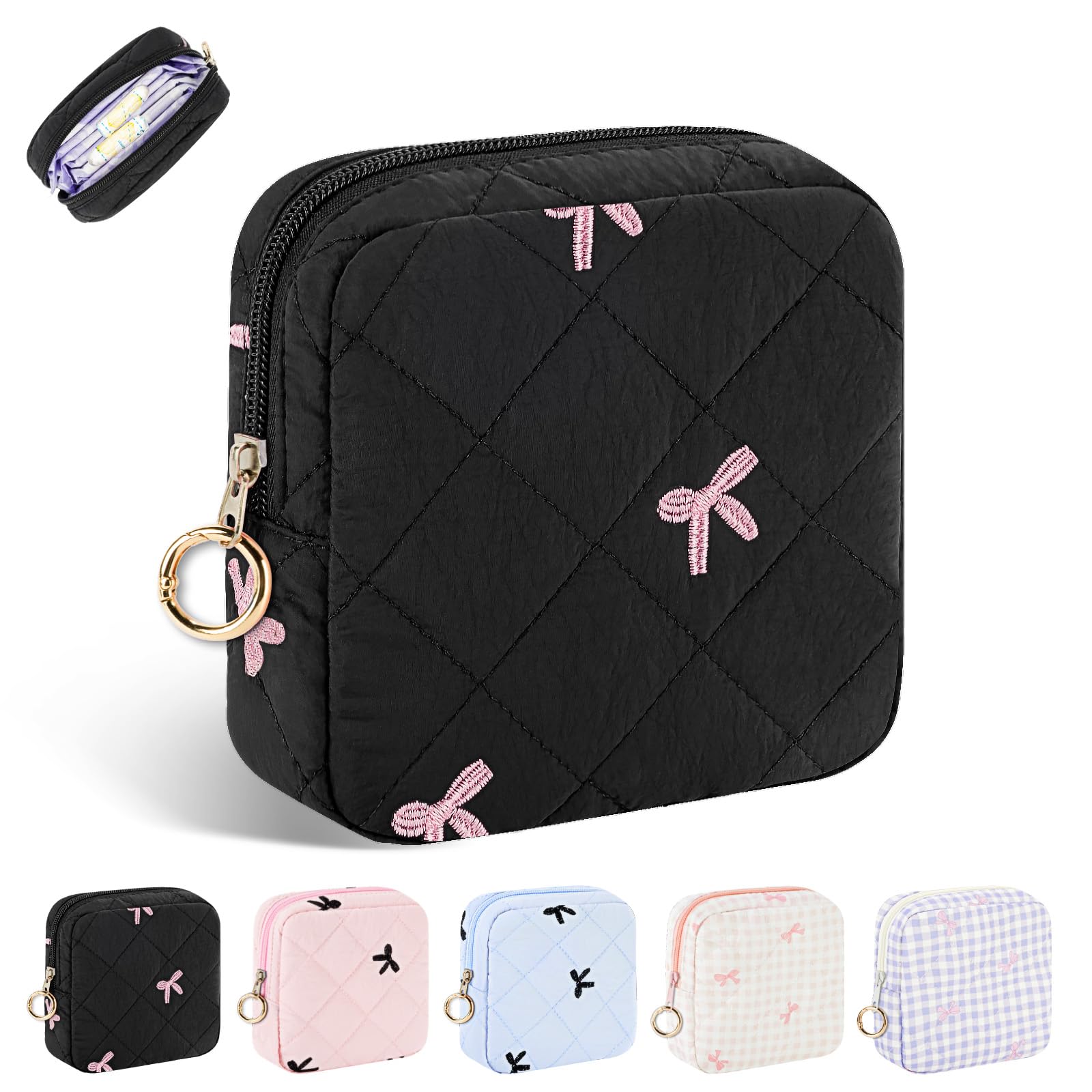 Playexen period bag black compact size stores pads discreetly on the go