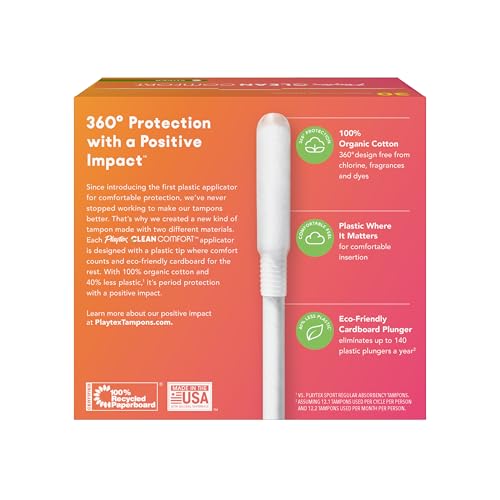 Playtex tampon applicator close-up showing plastic comfort tip for easy insertion.