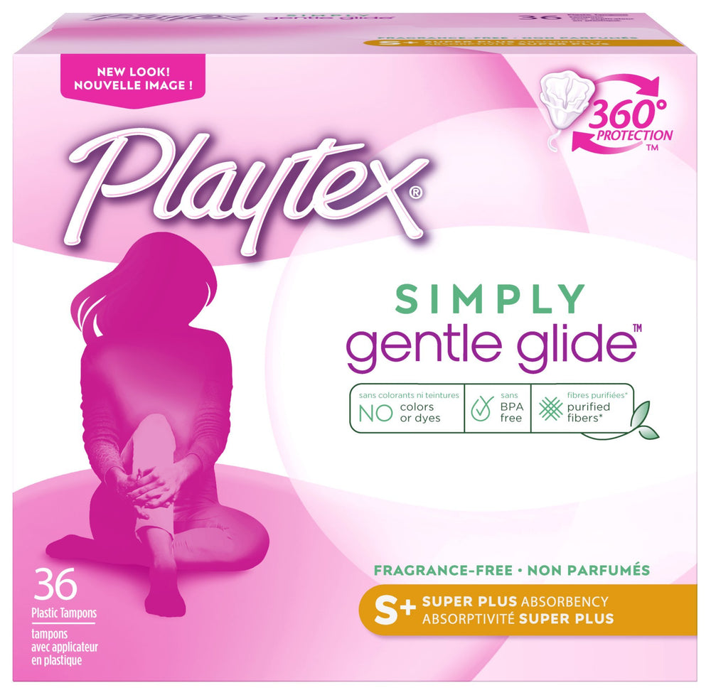 Playtex Simply Gentle Glide tampons with applicator for easy insertion and reliable daily protection.