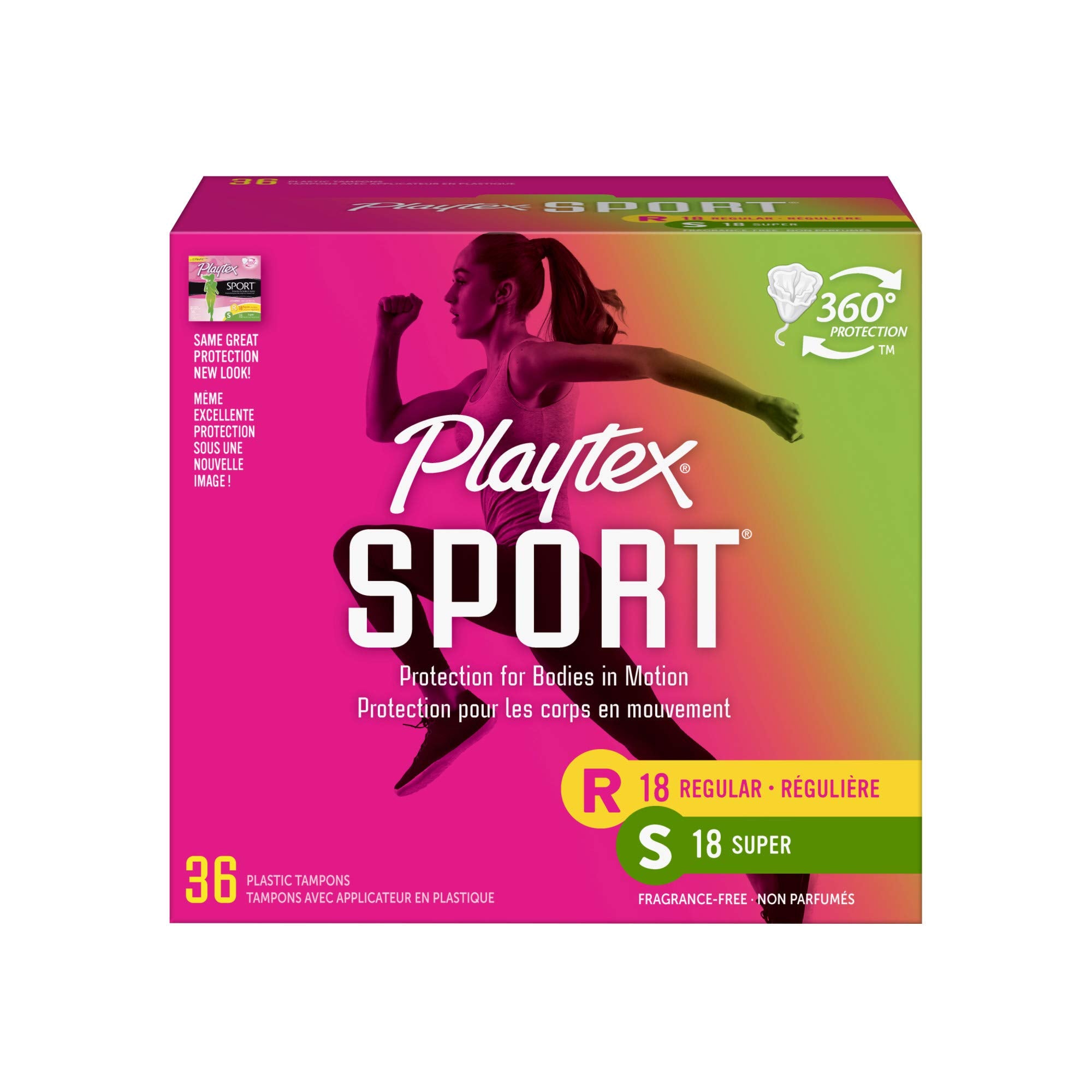 Playtex Sport tampons with Flex-Fit technology for secure activity during workouts