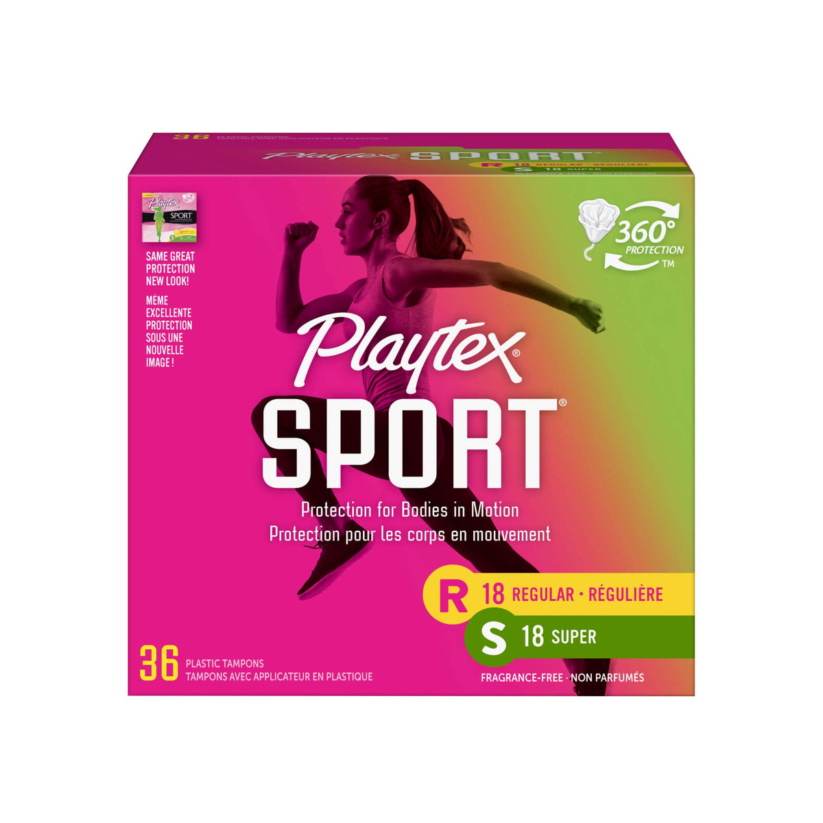 Playtex Sport tampons with Flex-Fit technology for secure activity during workouts