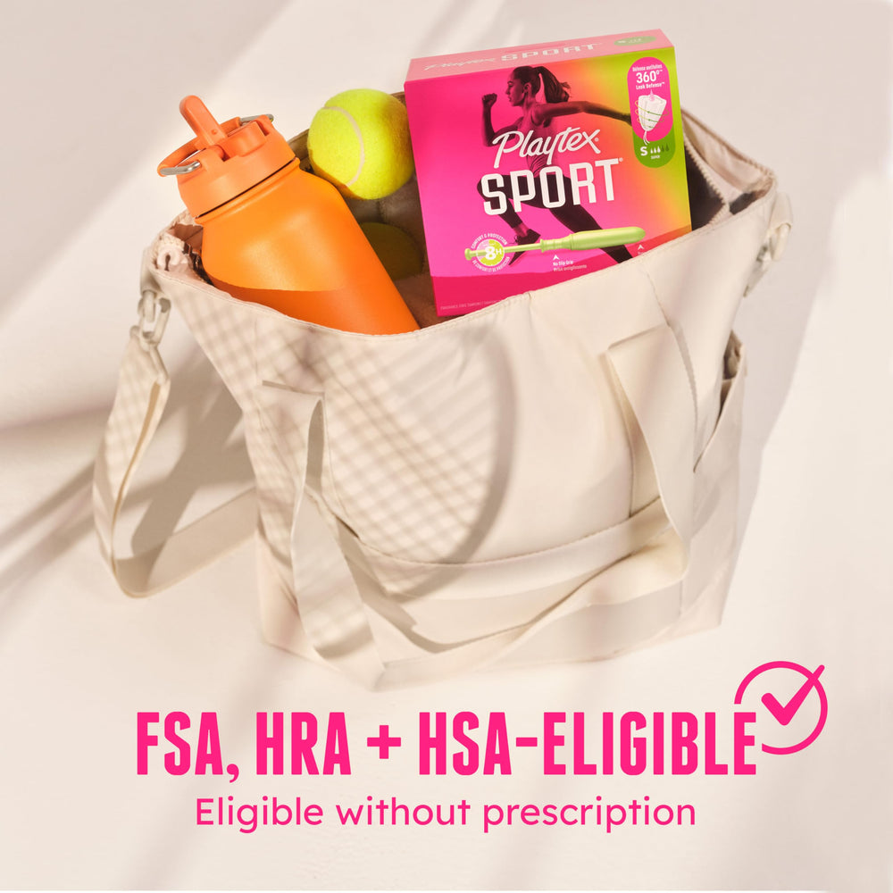 Playtex Sport absorbency range options for different days.