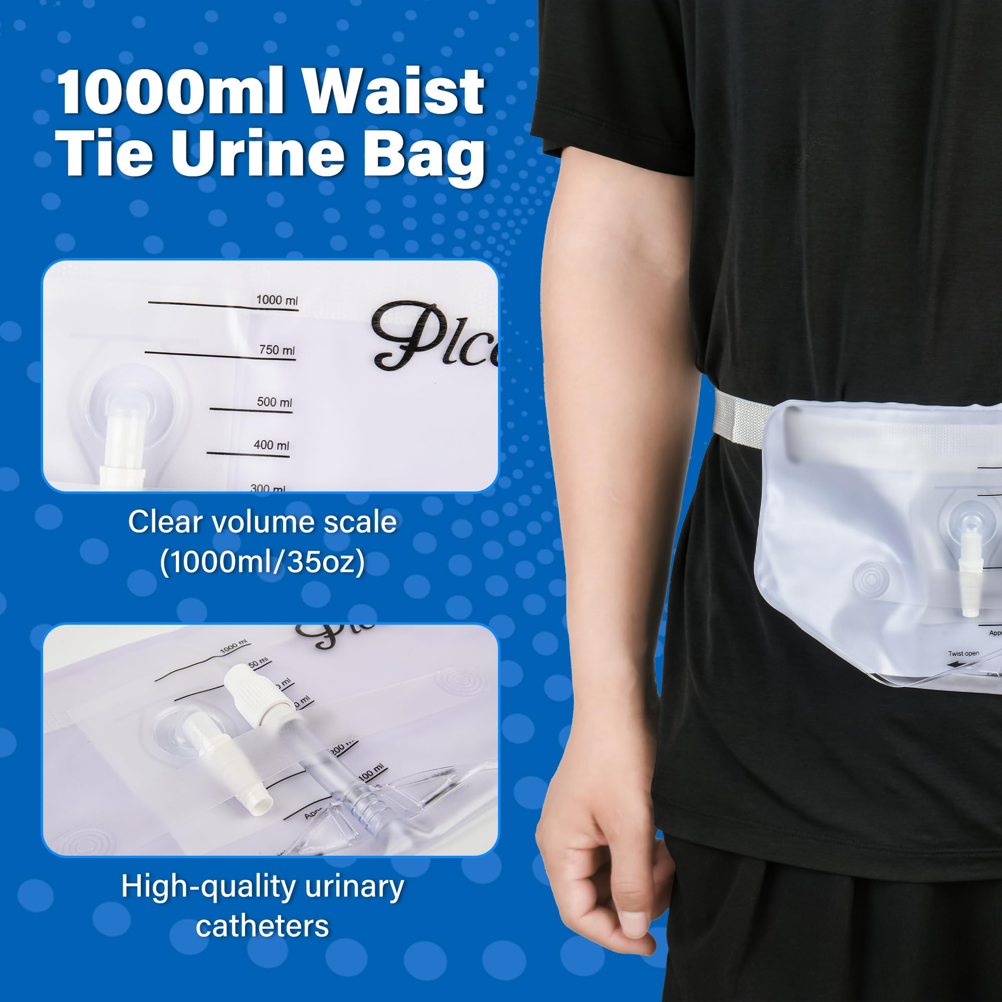 Plceo 1000 ml bag provides a generous capacity for longer wear without frequent emptying.
