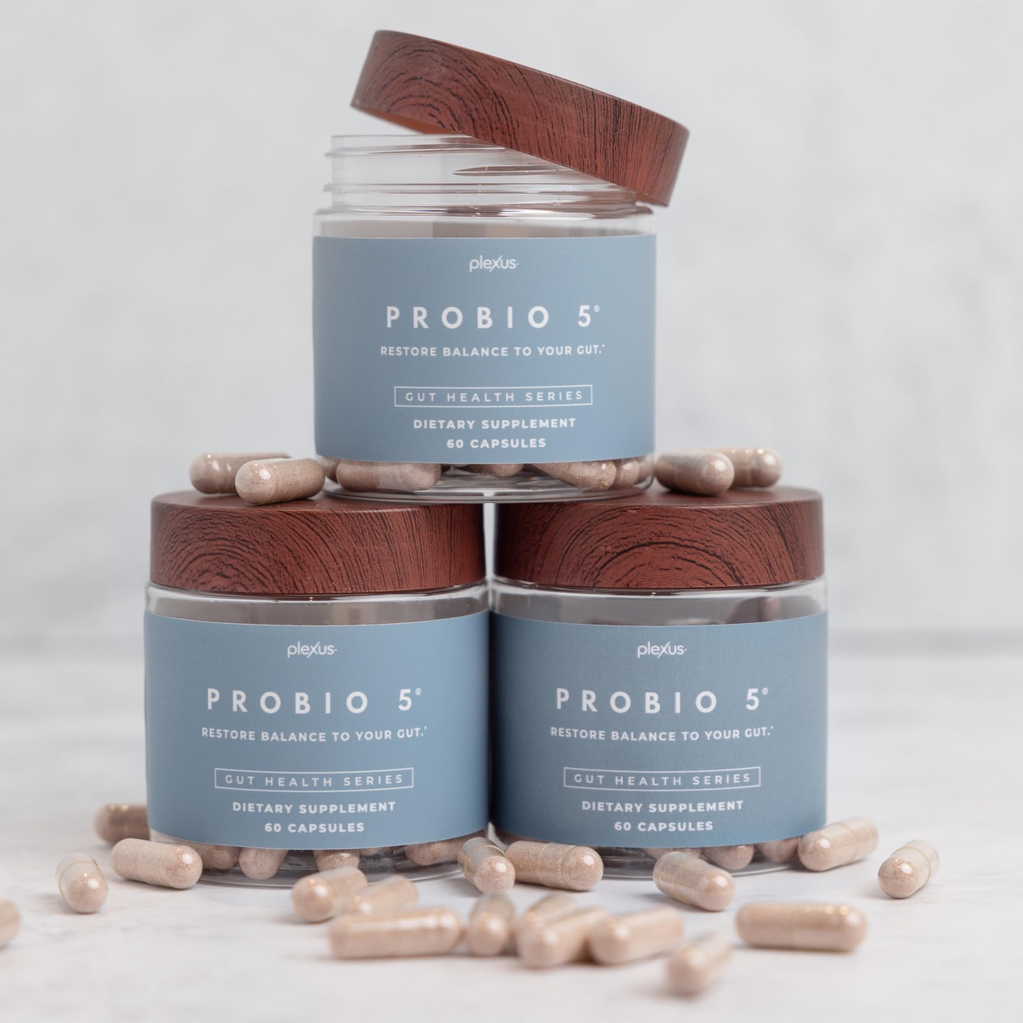 Plexus ProBio 5 capsule close-up highlights easy-to-swallow shape