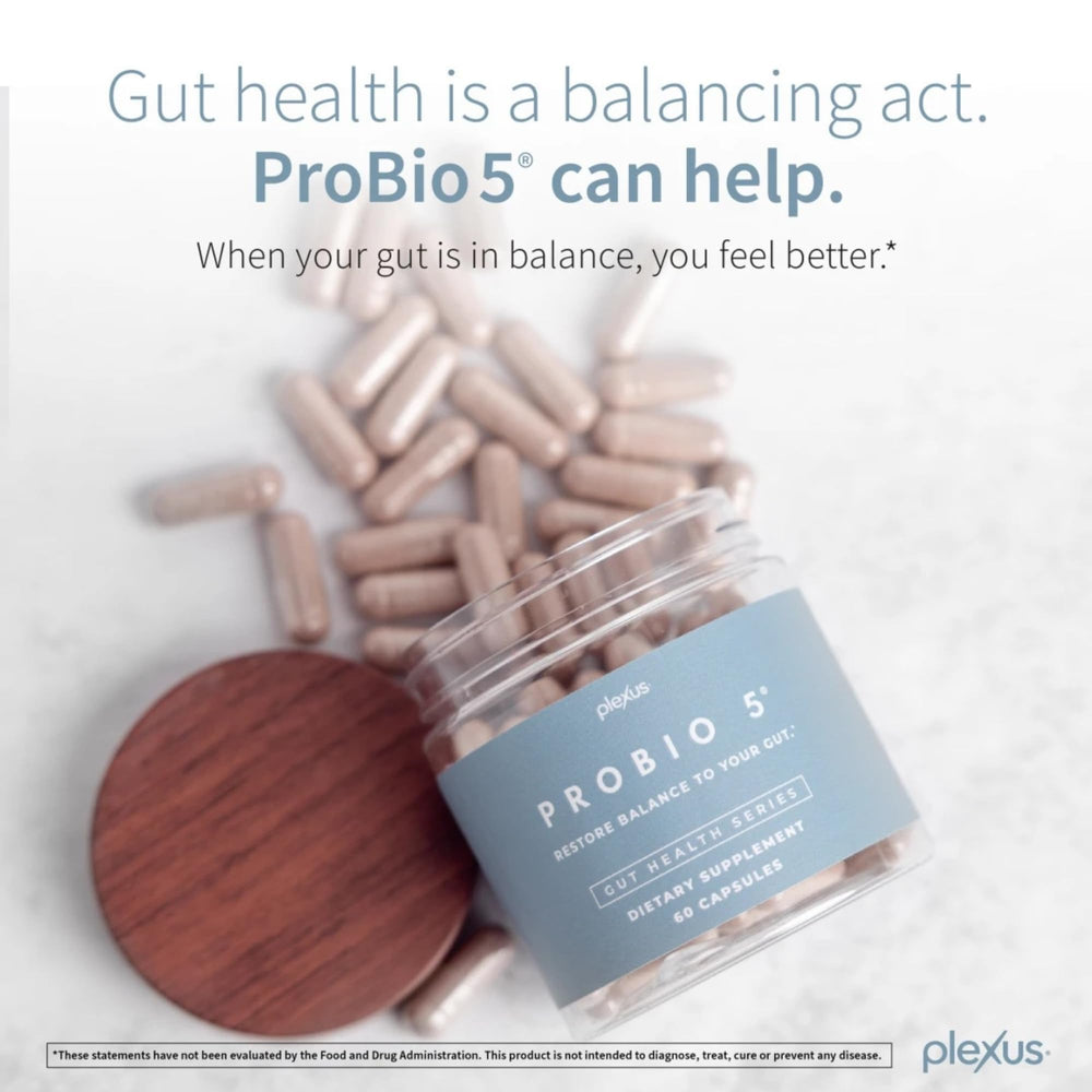 Plexus ProBio 5 capsules in bottle illustrate convenient daily intake