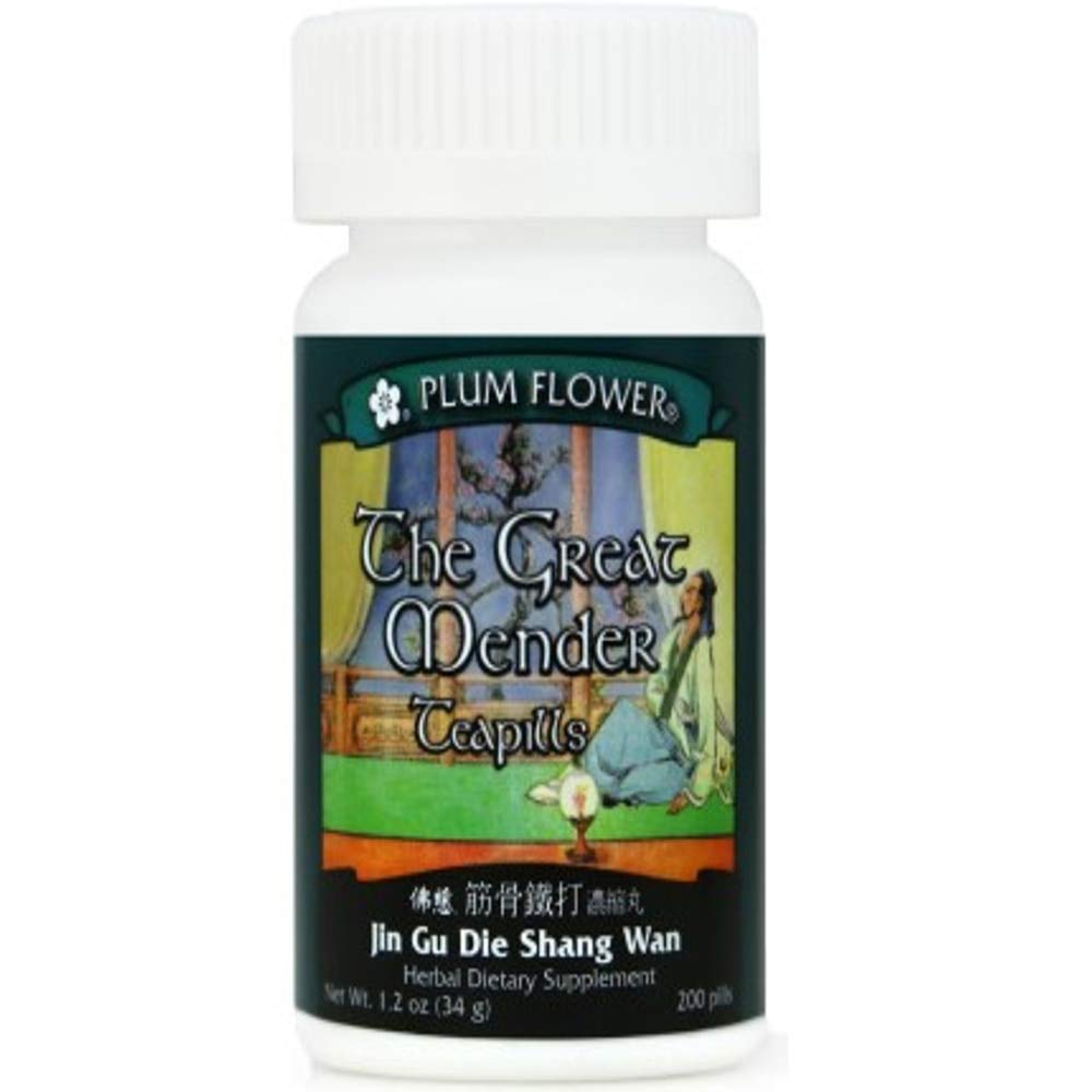 Plum Flower Great Mender Teapills pour demonstrates easy dosing for daily use.