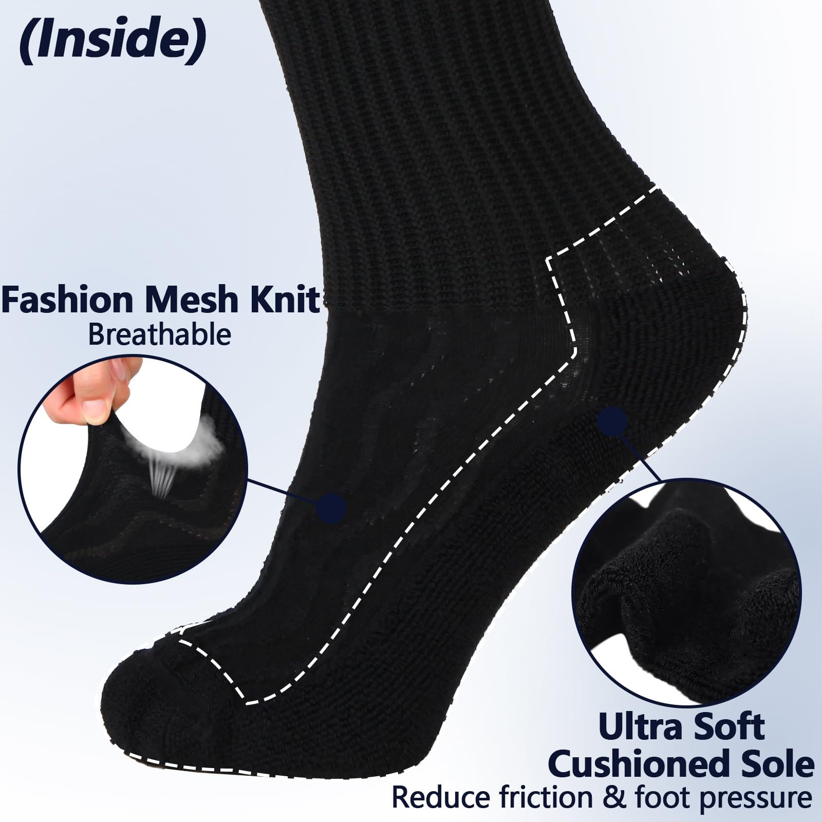 Plus MD diabetic socks cushioned-sole focus delivers all-day plush comfort.