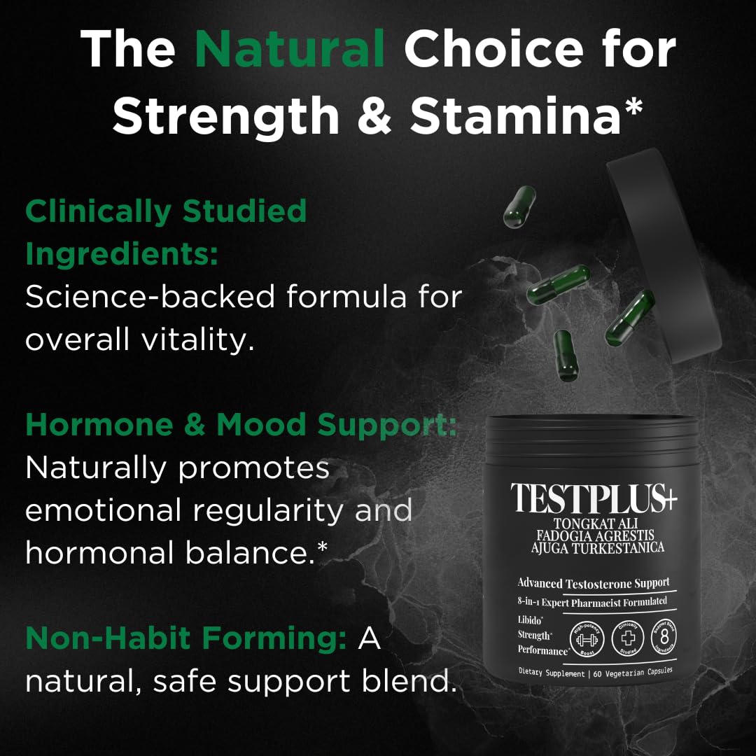 Plus+Ultra TestPlus ingredients board featuring Fadogia Agrestis and Tongkat Ali