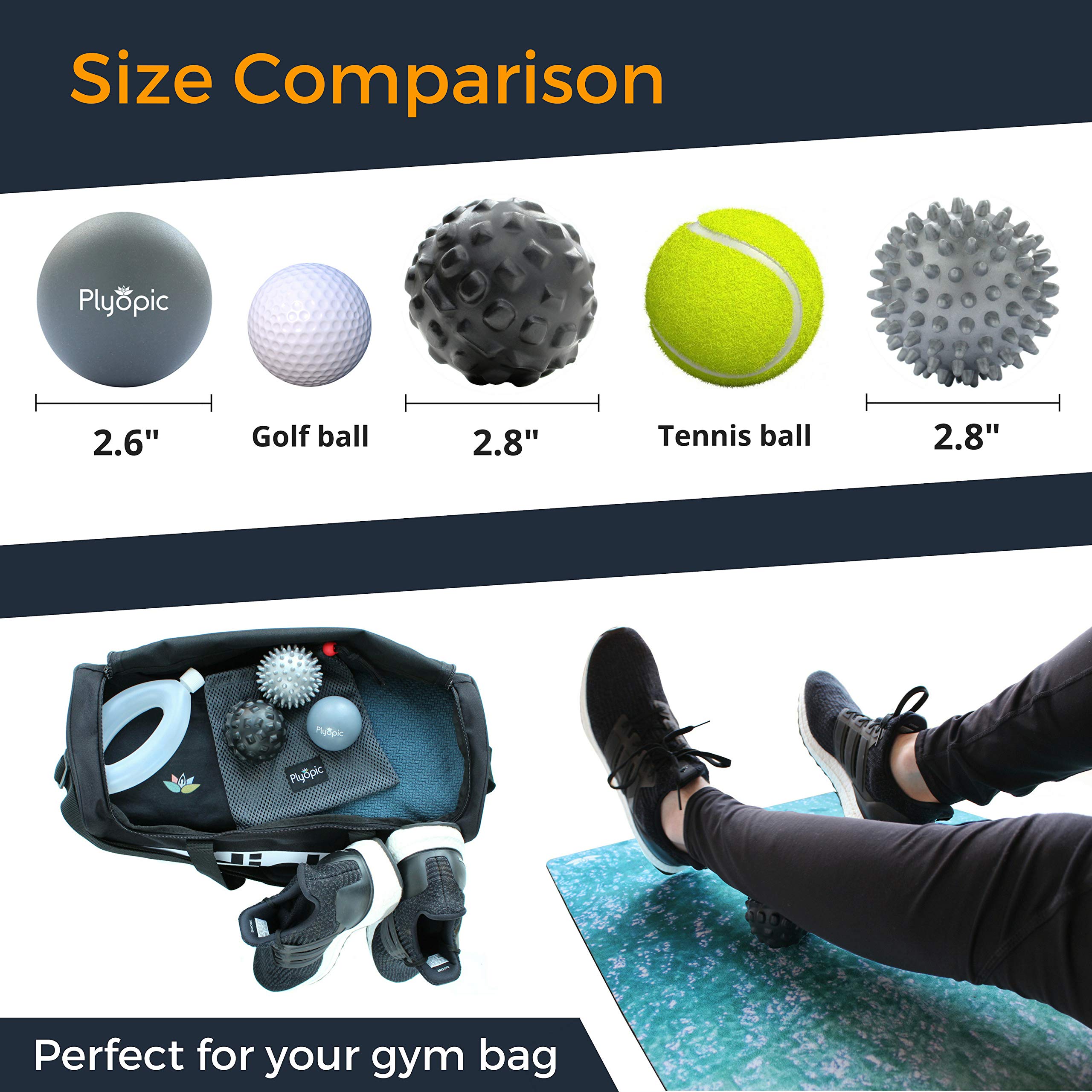 Plyopic massage ball set in-use demonstration for back and foot relief