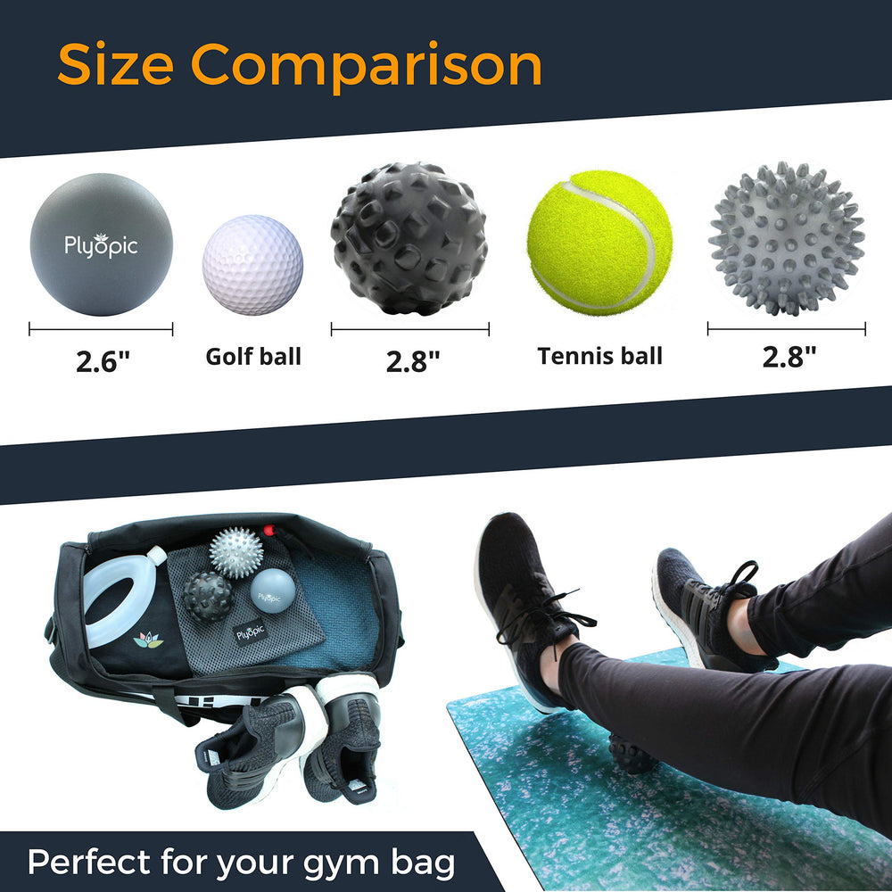 Plyopic massage ball set in-use demonstration for back and foot relief