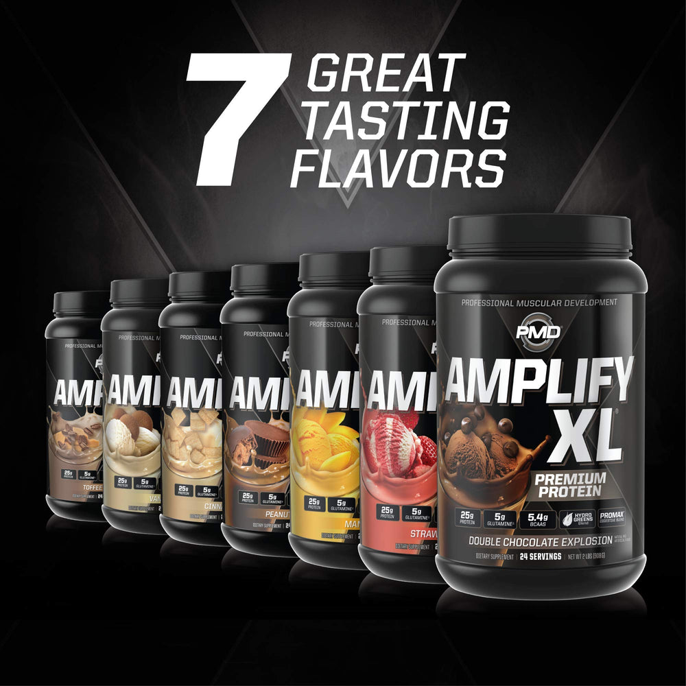 PMD Amplify XL Glutamine and BCAAs support muscle recovery and performance.