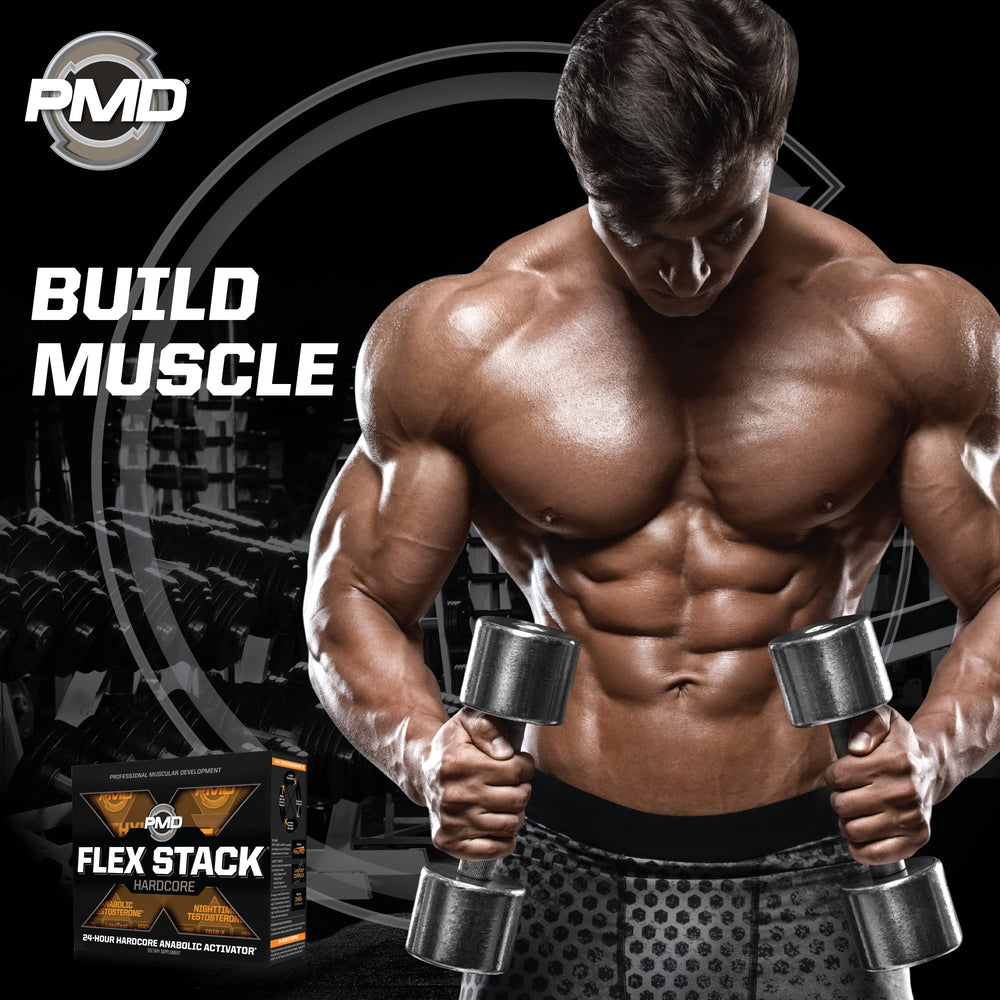 PMD Sports Flex Stack Hardcore label showcases Fenupro and lean-muscle focus