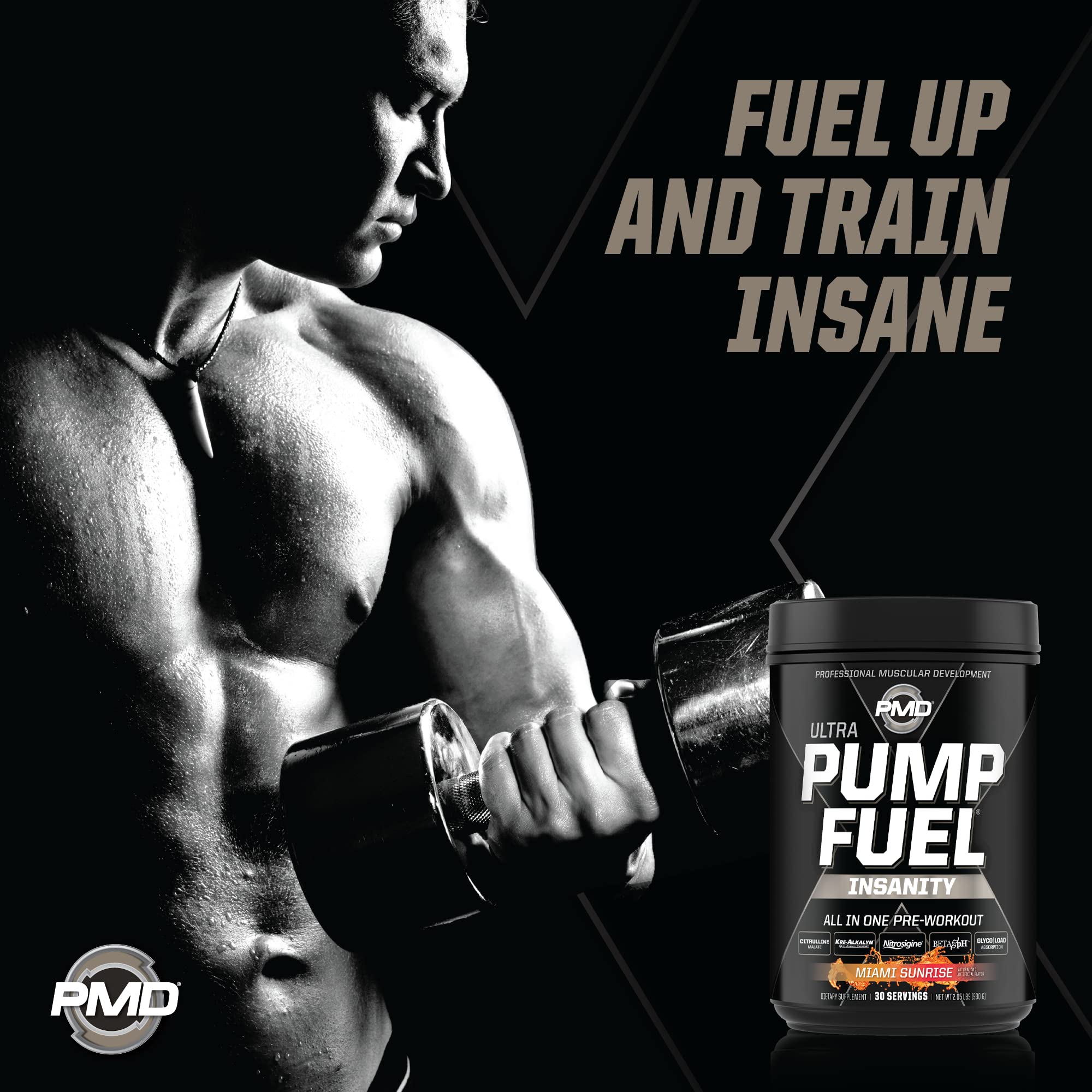 PMD Pump Fuel Ultra Insanity ingredients close-up highlighting creatine and citrulline