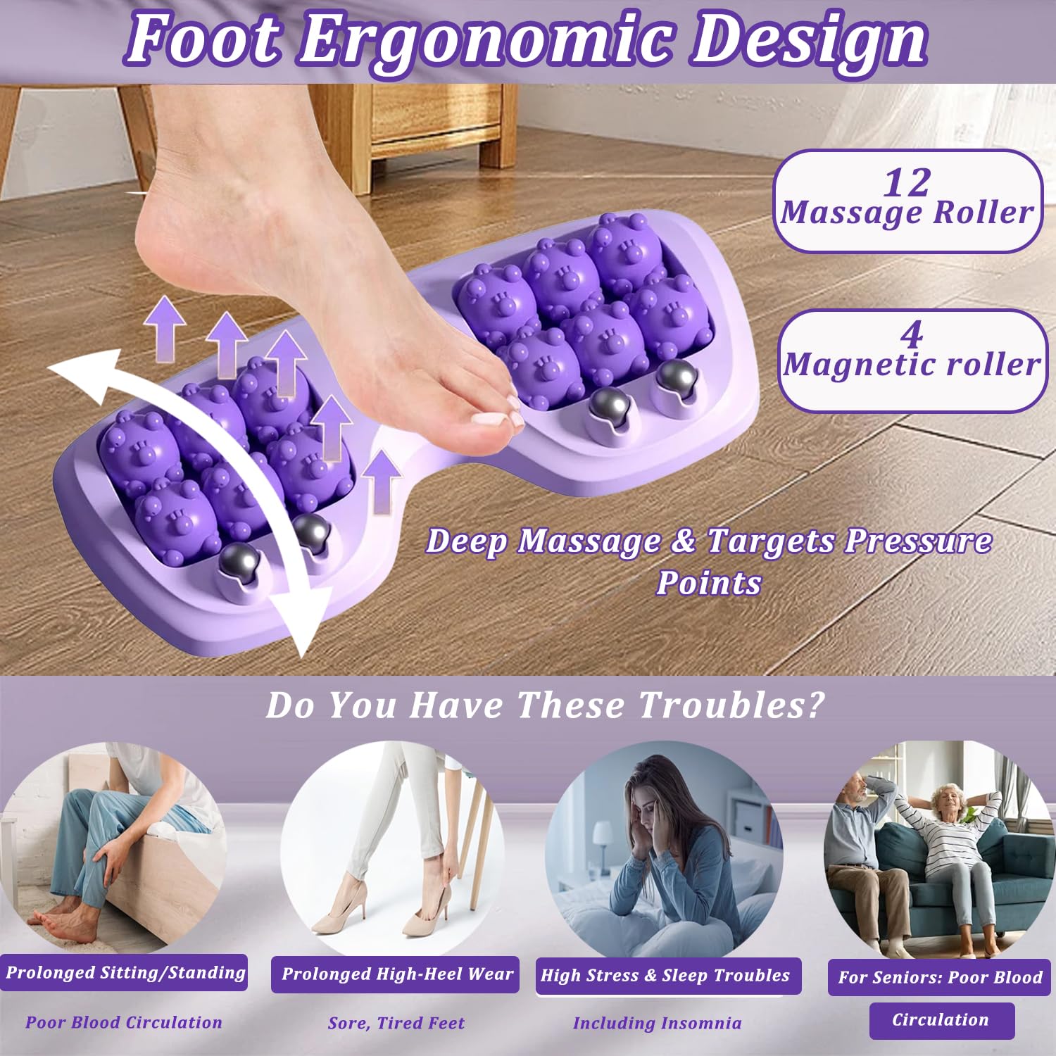 PMDYBY portable double foot massage roller side view highlighting travel-friendly size