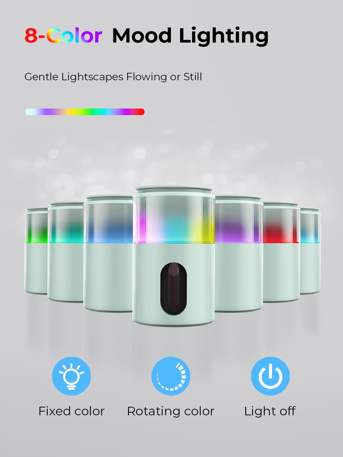 Pmsusoow 9-color LED light display creates ambiance.