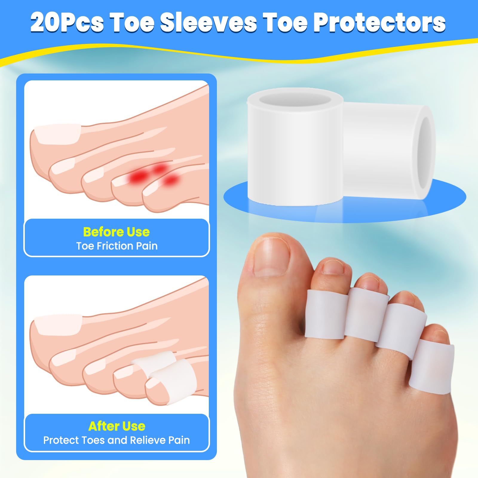 Almohadillas dedo meñique gel con vitamina E para suavizar la piel.
