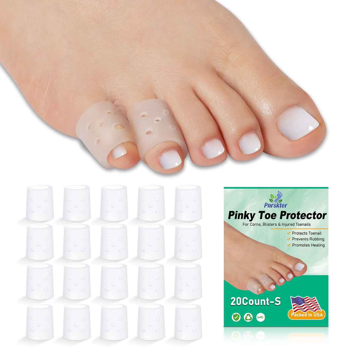 Pnrskter Pinky Toe Protector shows breathable design for comfortable wear.