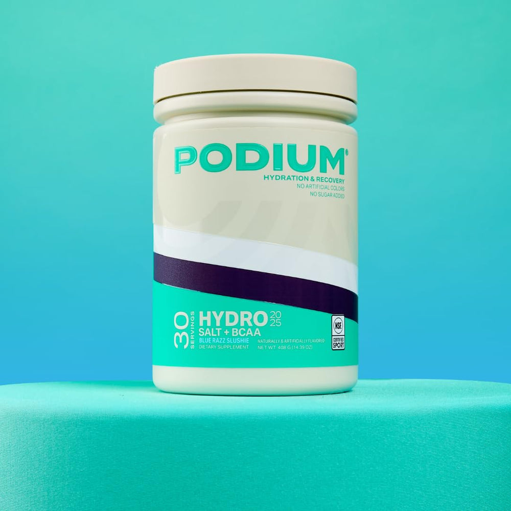 Podium Nutrition BCAA Hydro+Salt athlete during workout demonstrating hydration support.