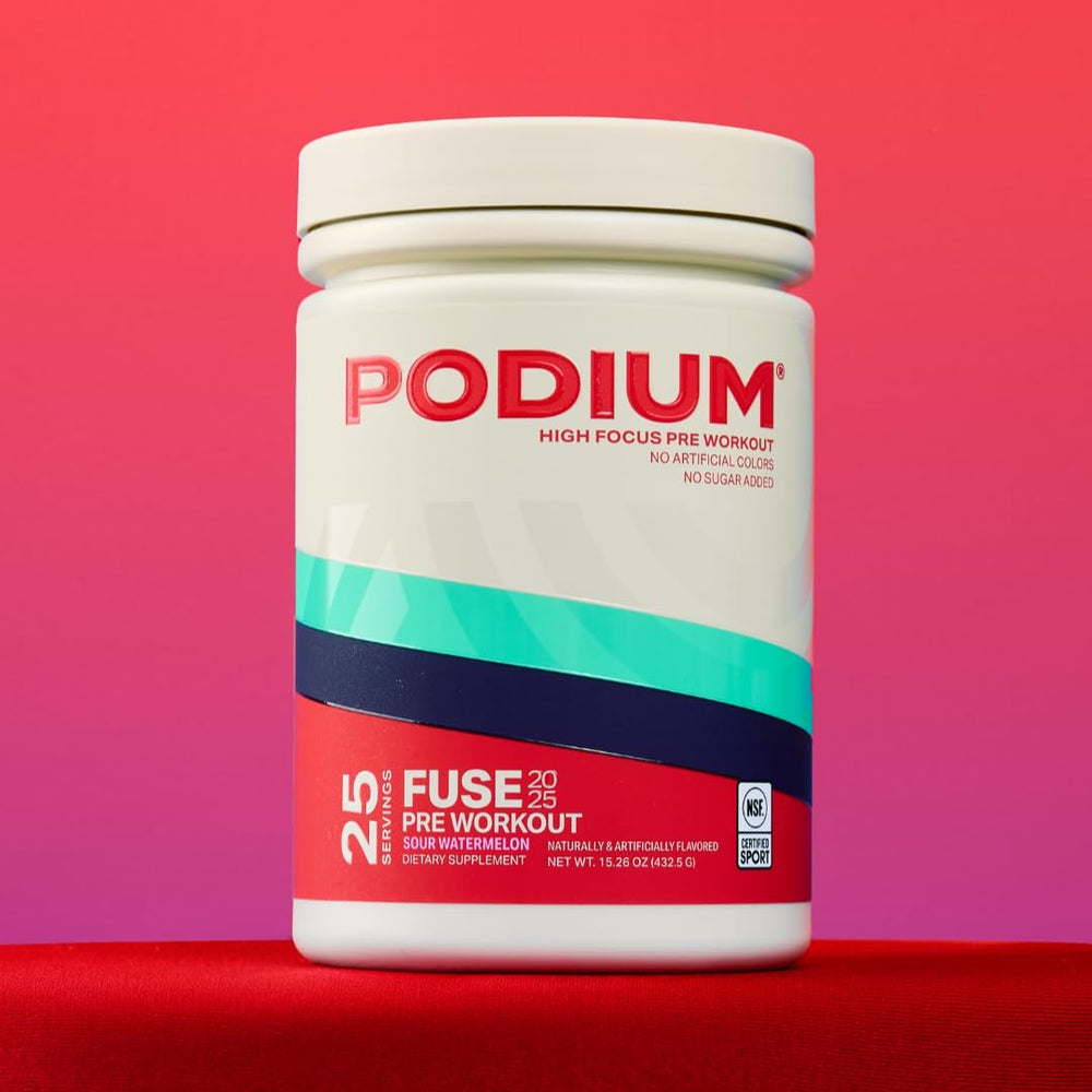 Podium Nutrition Fuse 2025 NSF-certified seal indicating trusted safety for athletes