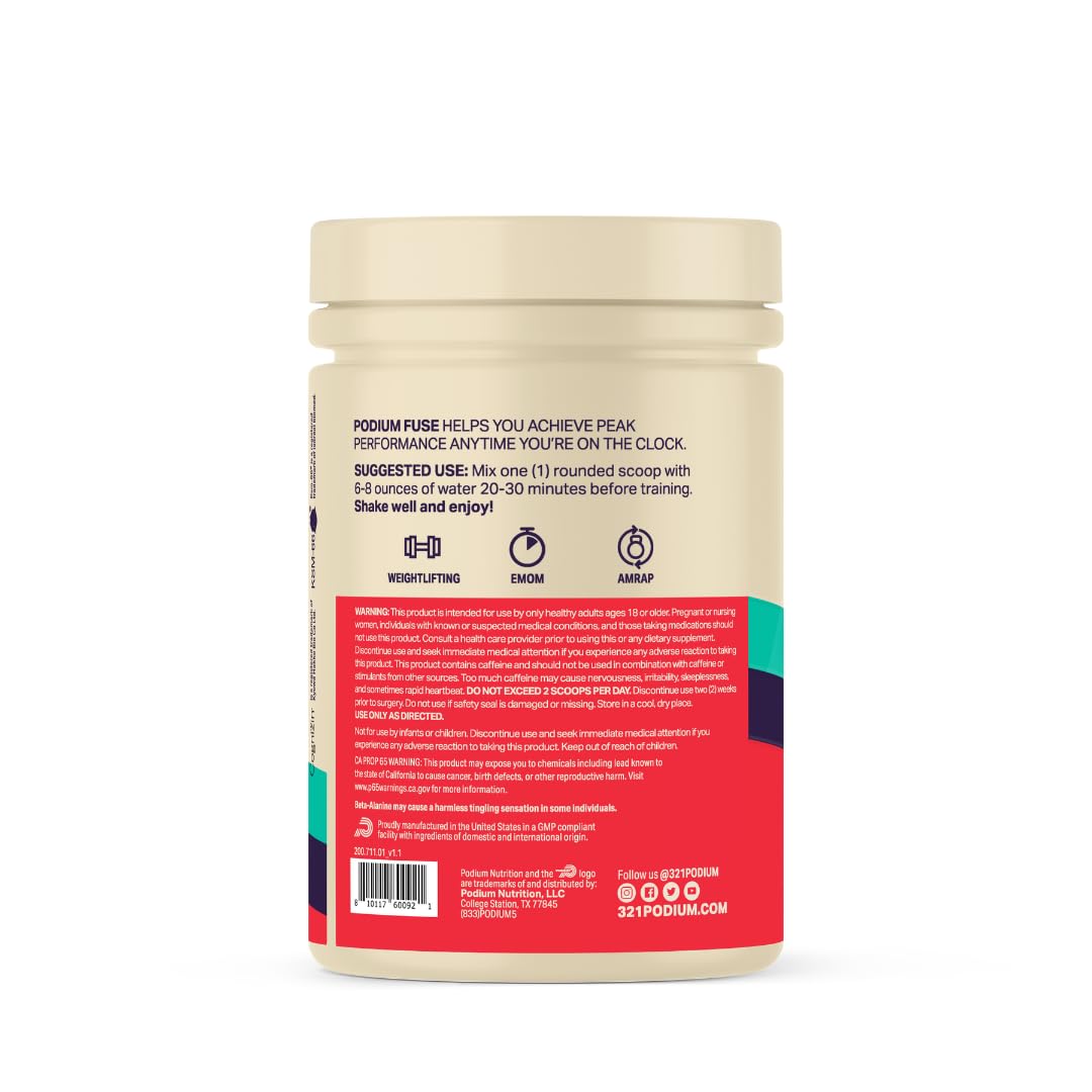 Podium Nutrition Fuse 2025 scoop-dispense showing easy measurement for consistent servings