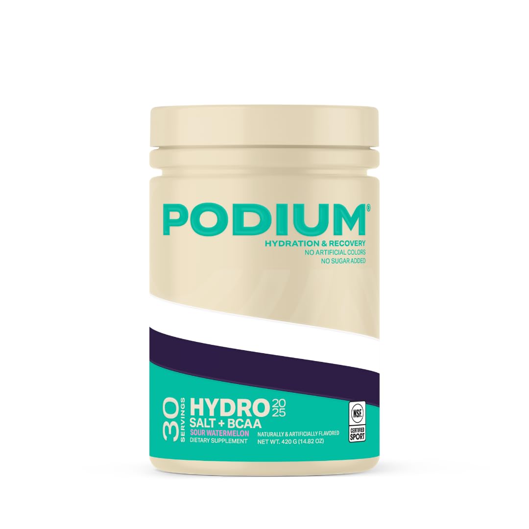 Podium Nutrition Hydro + Salt bottle pouring to illustrate hydration during workouts