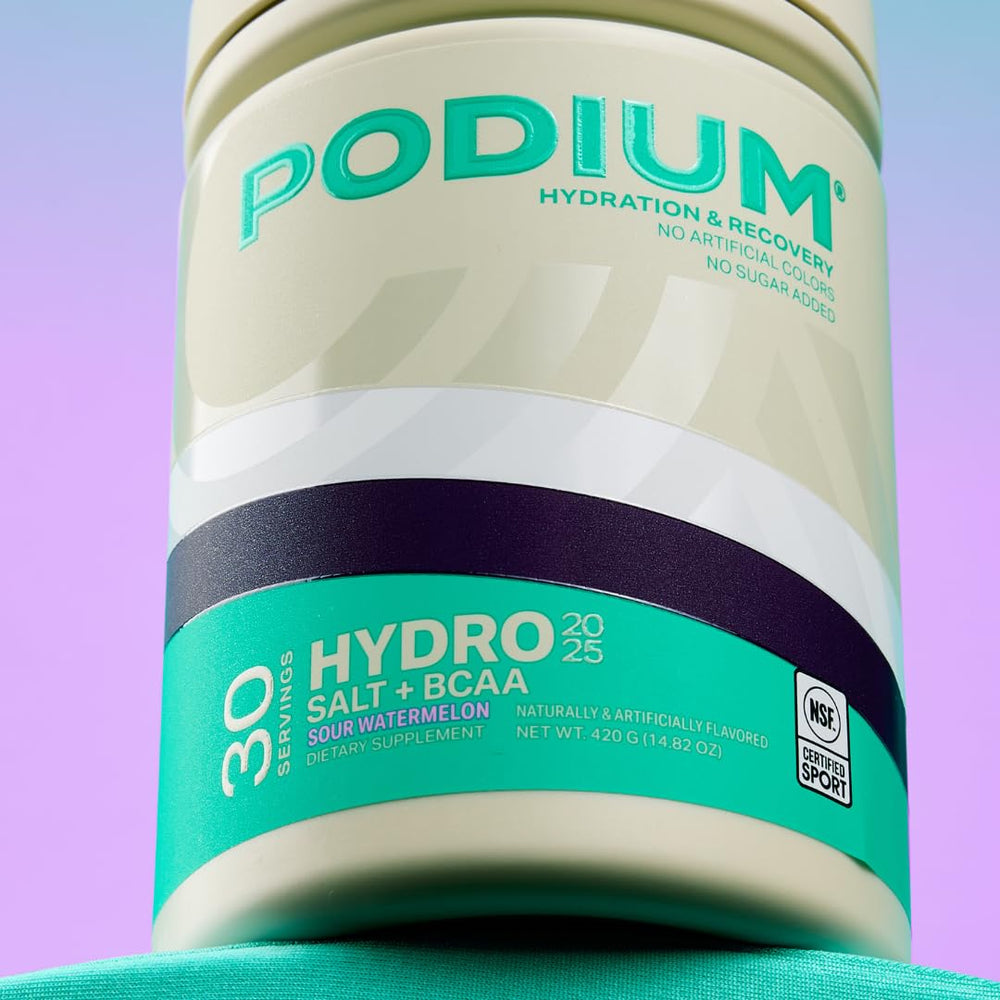 Podium Nutrition Hydro + Salt shake in glass after mixing for hydration