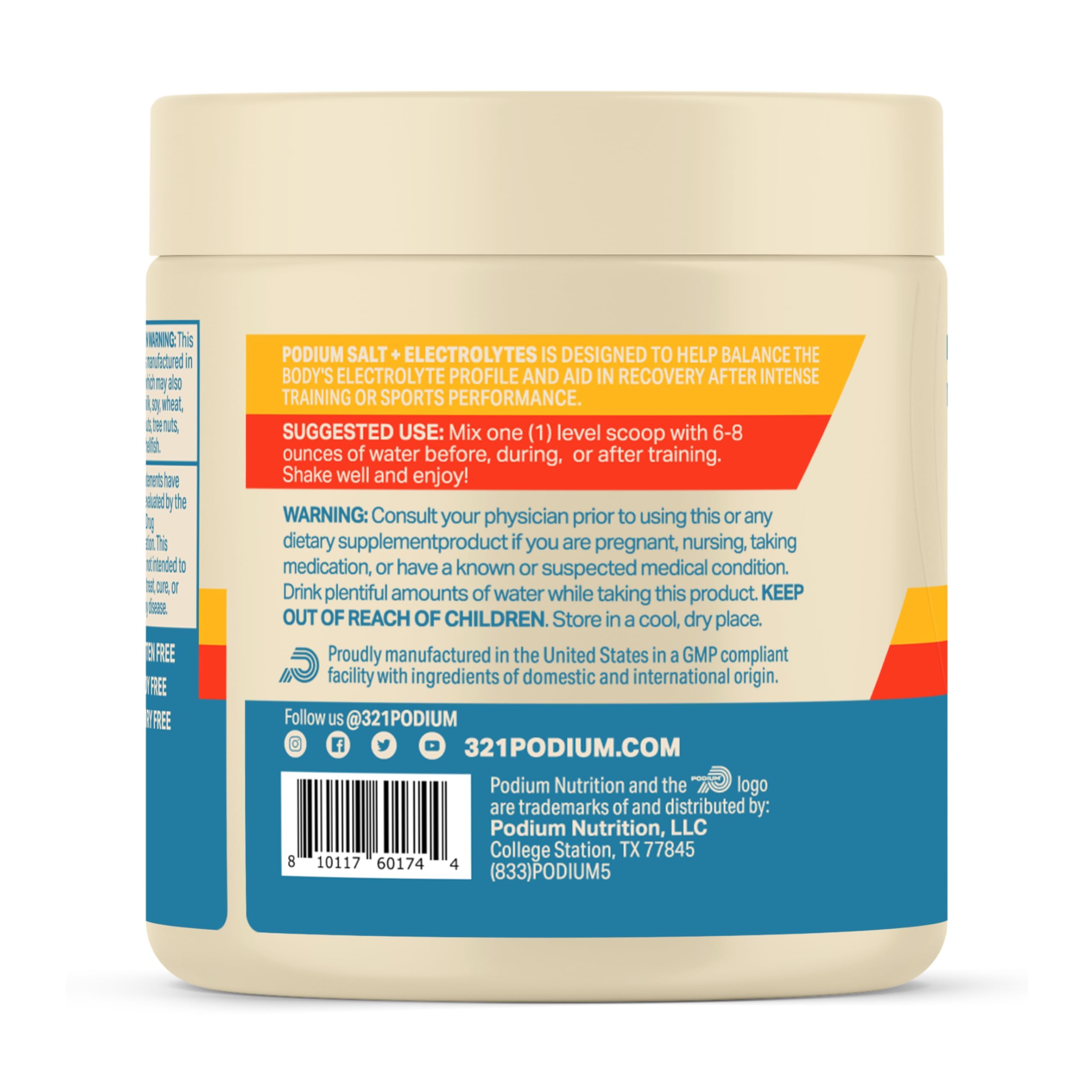 Podium Nutrition electrolyte powder being poured for quick hydration