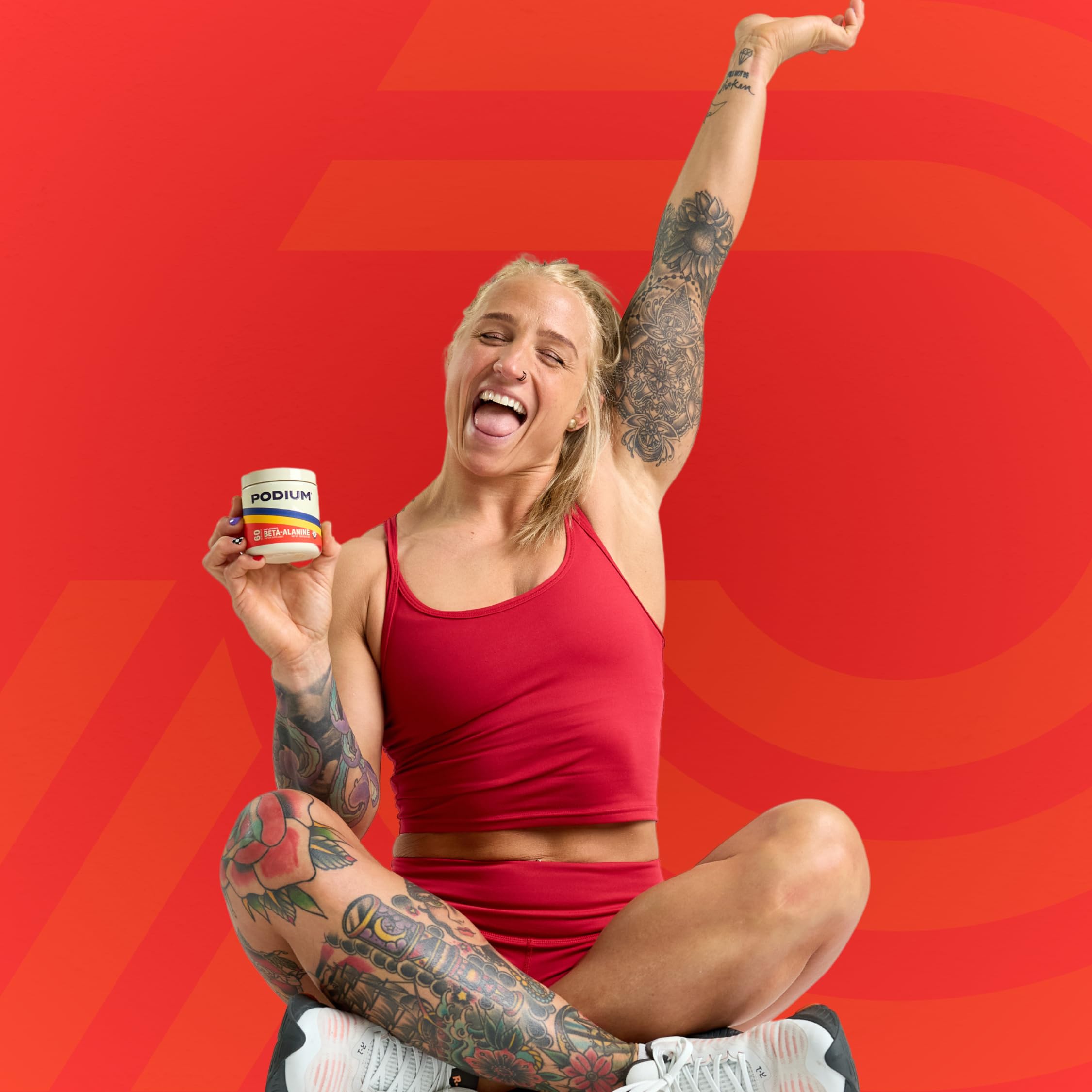 Podium Solos Beta-Alanine unflavored powder blends into shakes without altering taste.