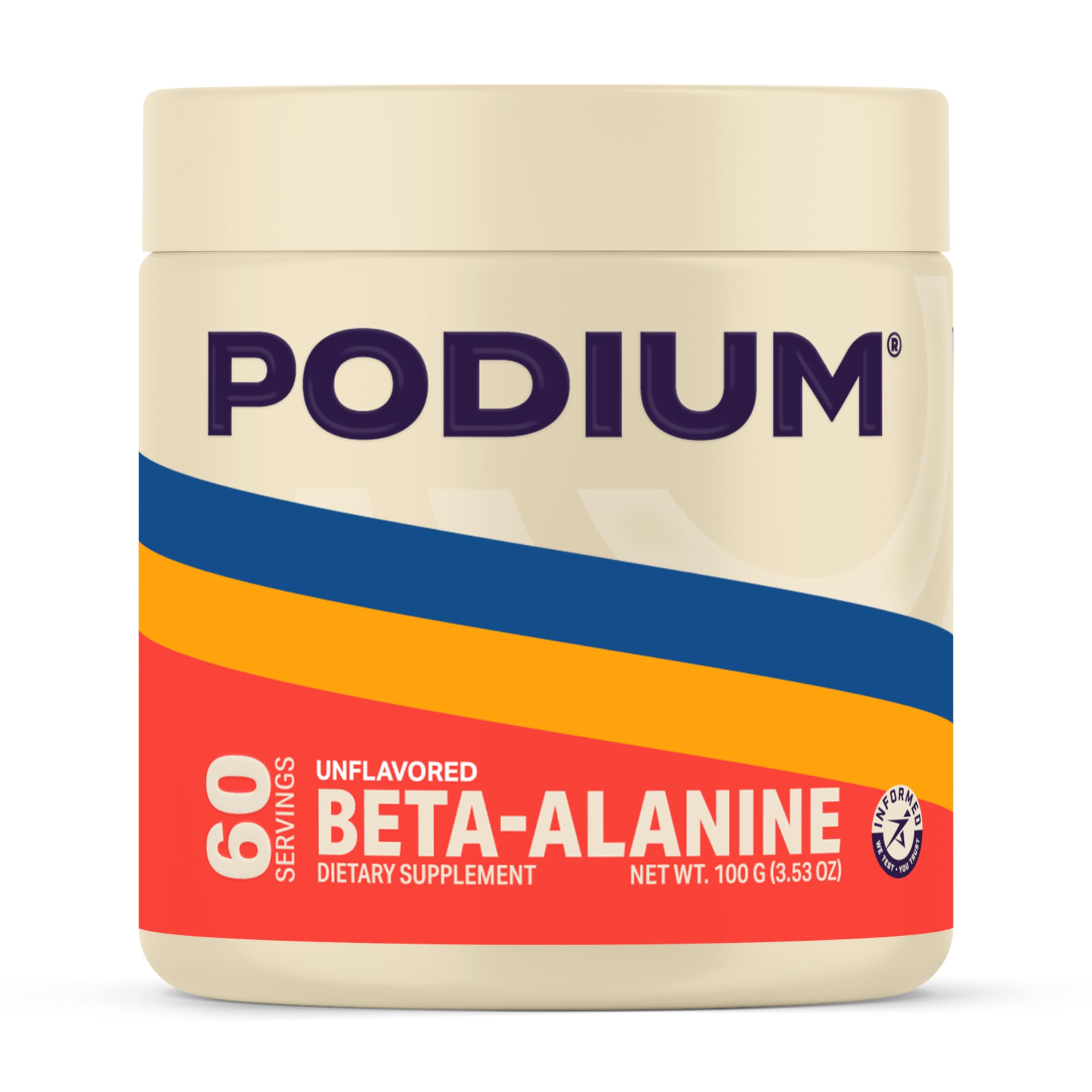 Podium Solos Beta-Alanine bottle ready for endurance-focused workouts.