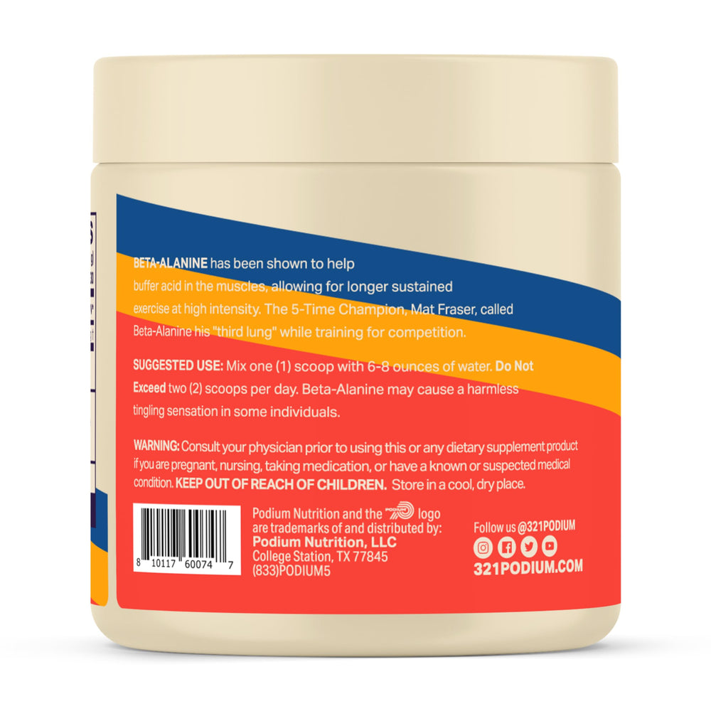 Podium Solos Beta-Alanine associated with elite athletes for sustained effort.