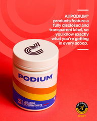 Podium Nutrition Solos pink lemonade shake in glass signaling refreshing hydration after workouts