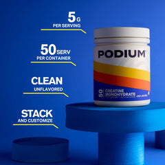 Podium Nutrition Solos Creatine powder-dissolve delivers quick mix with no clumps.