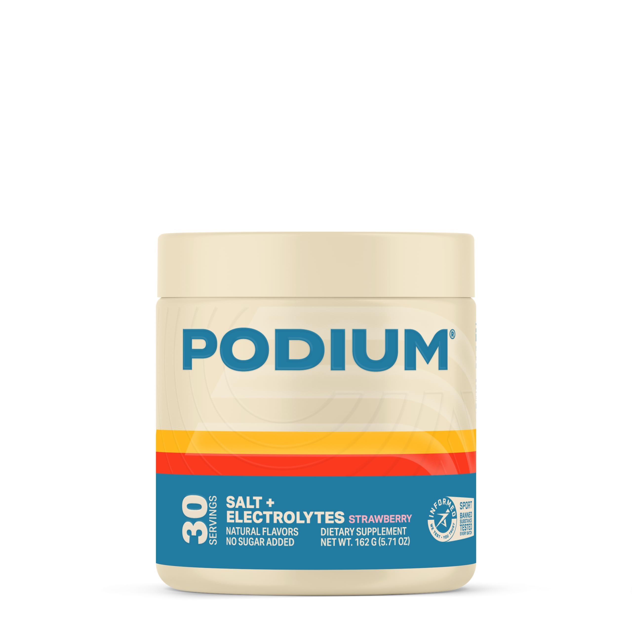 Podium Nutrition Training Salt+Electrolytes strawberry powder tub for rapid hydration