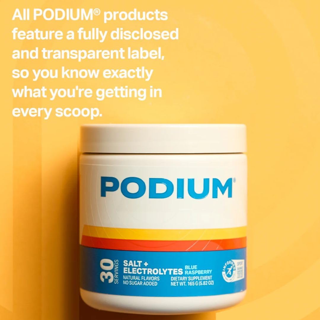Post-workout recovery with Podium Salt+Electrolytes supporting hydration and minerals
