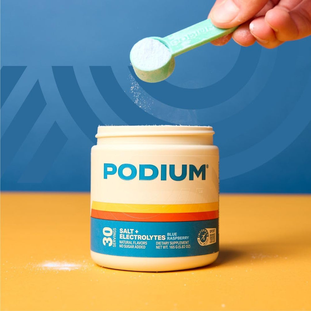 Shaker with Podium Salt+Electrolytes being shaken for easy hydration