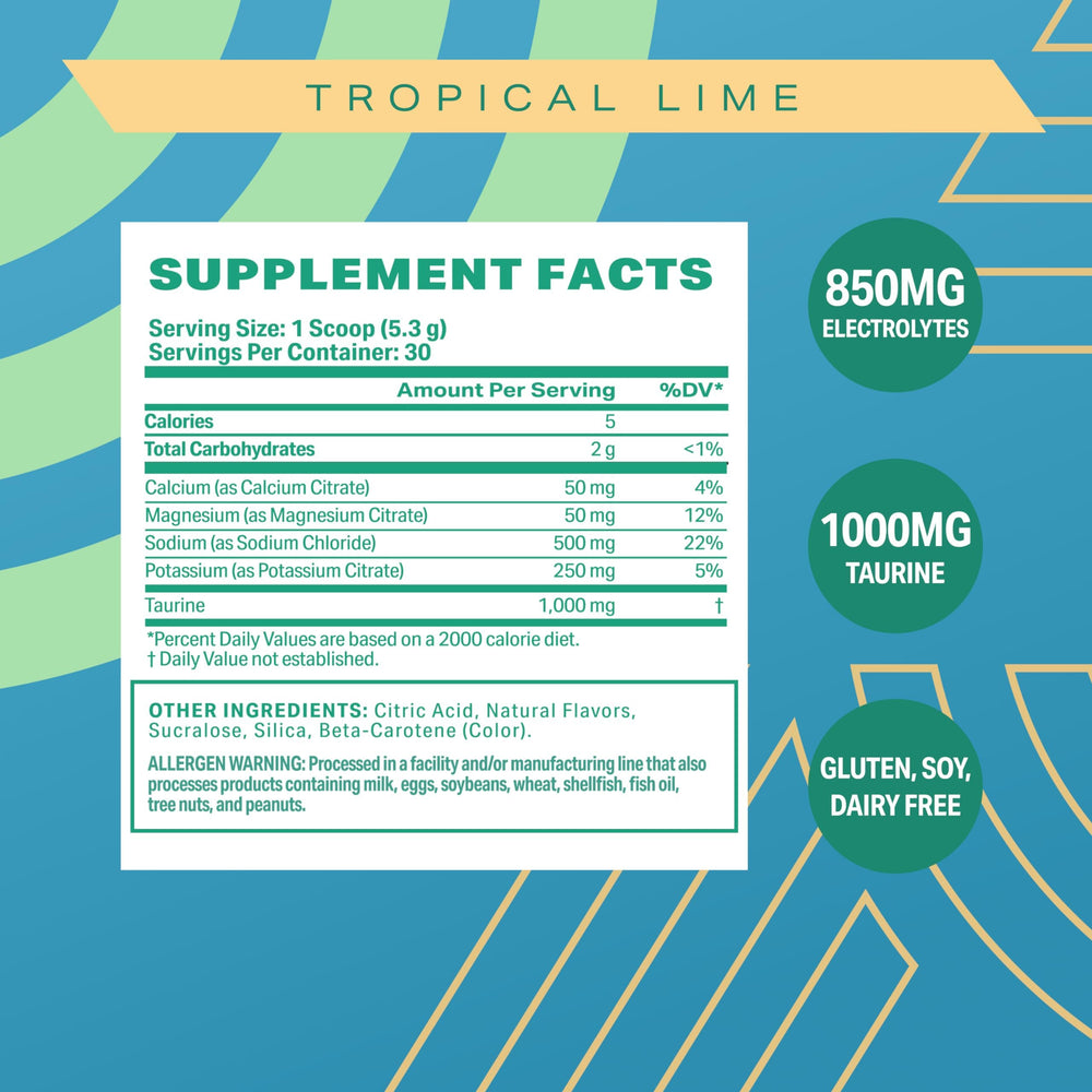 Podium Salt+Electrolytes Tropical Lime being poured into a glass for hydration.