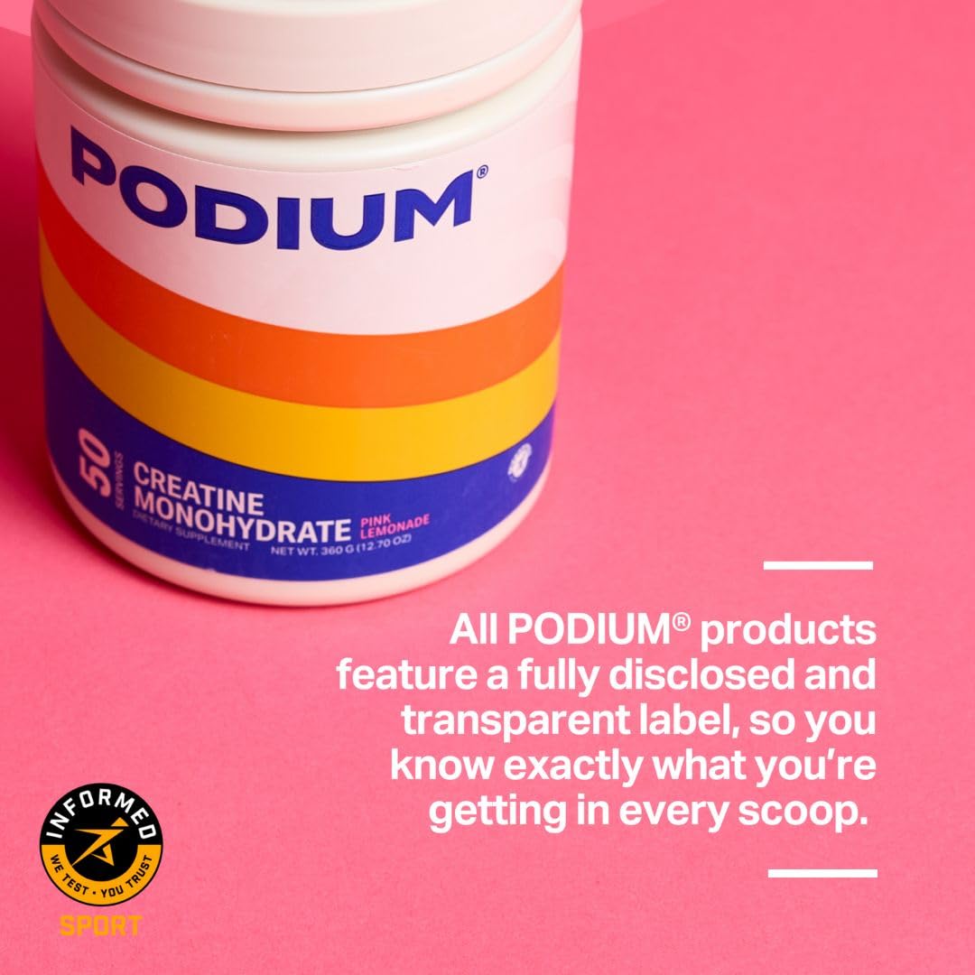 Podium Solos Pink Lemonade shaker with drink, easy to mix for pre- or post-workout use.