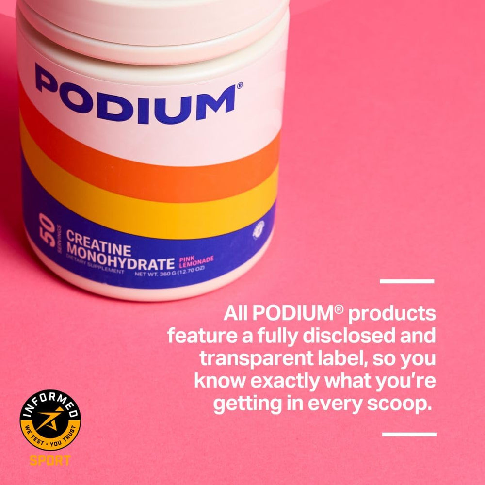 Podium Solos Pink Lemonade shaker with drink, easy to mix for pre- or post-workout use.