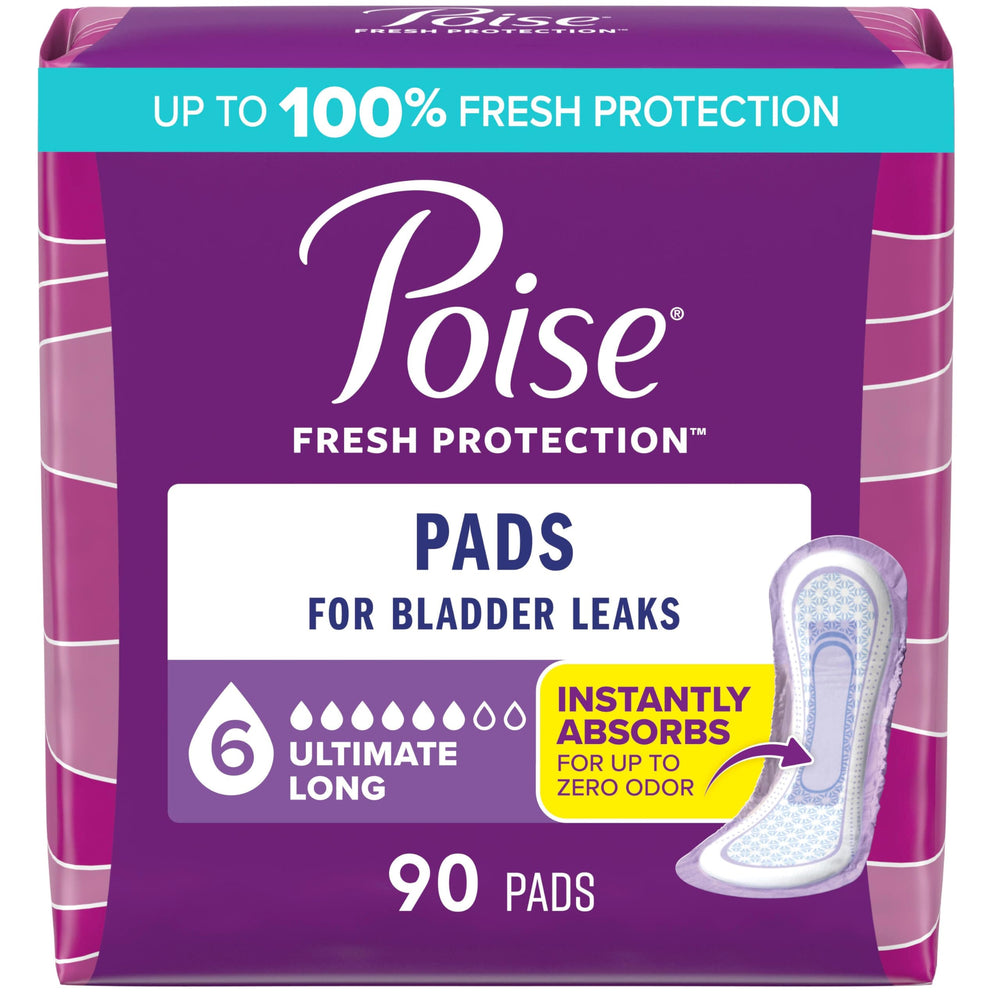 Poise incontinence pads long length 6-drop ultimate absorbency for daily protection