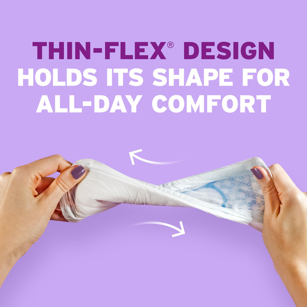 Poise Leak-Block sides help keep you dry and protected.