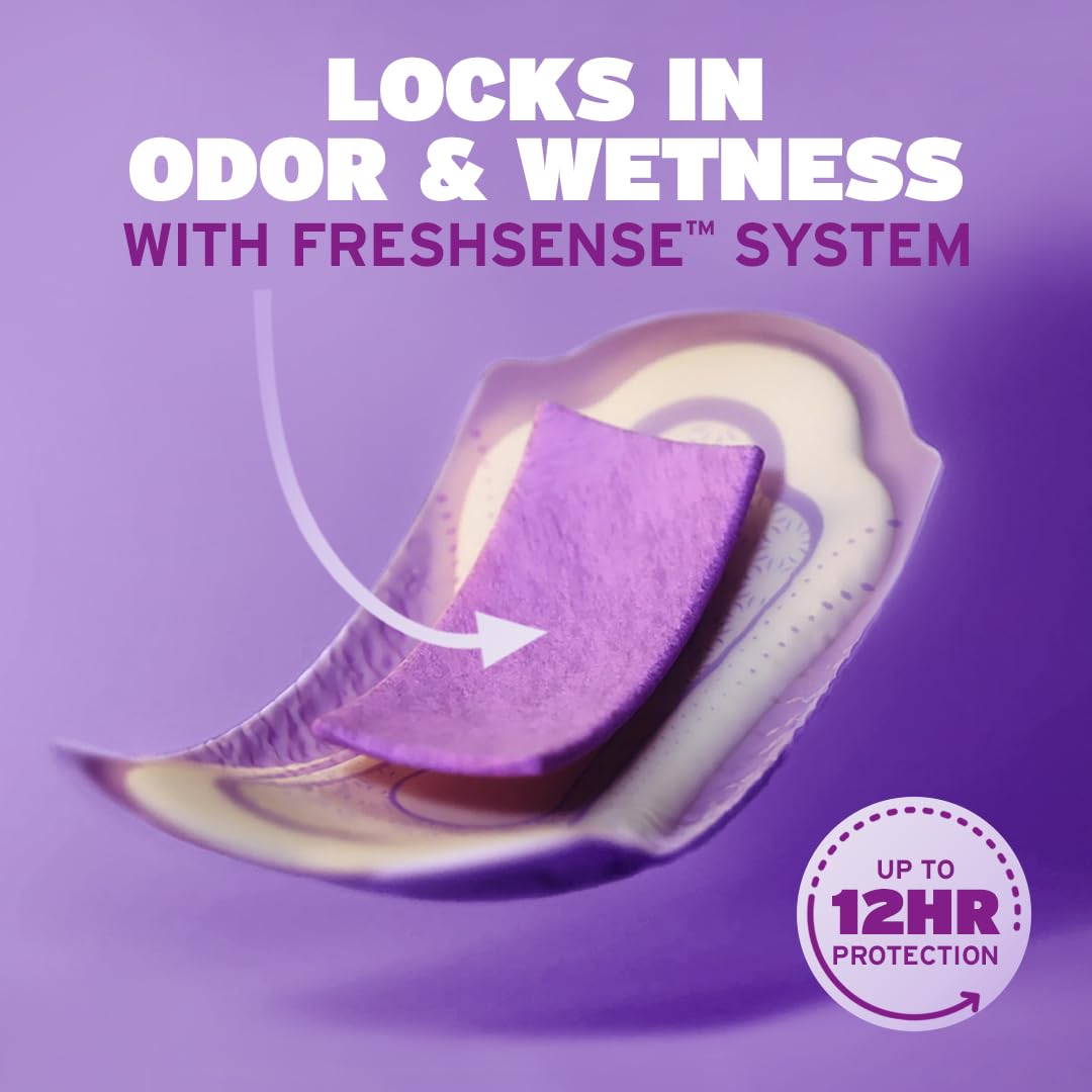 Poise curved-shape pad fits securely under clothing for reliable protection.