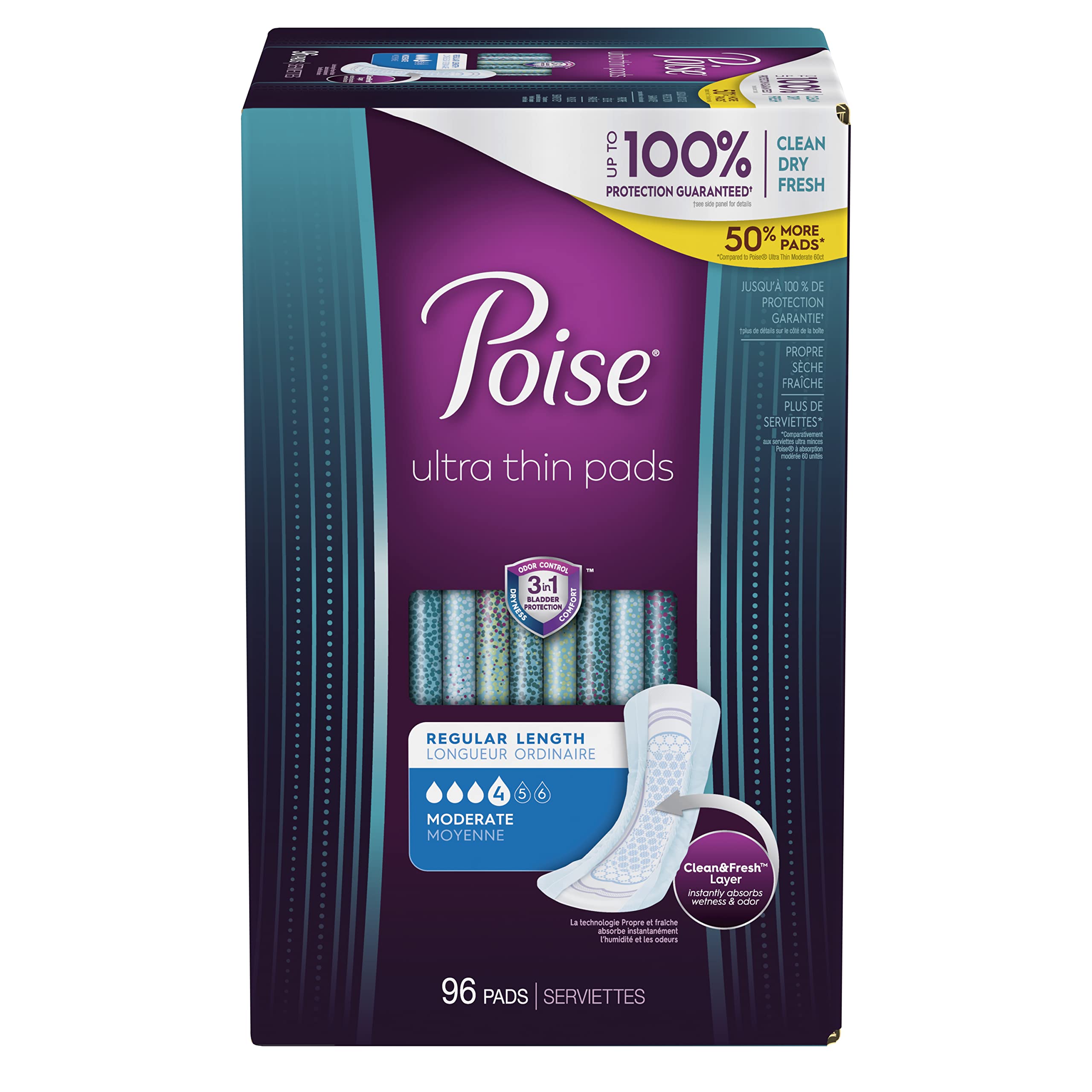 Close-up of Poise Ultra Thin pad demonstrating dry, breathable comfort