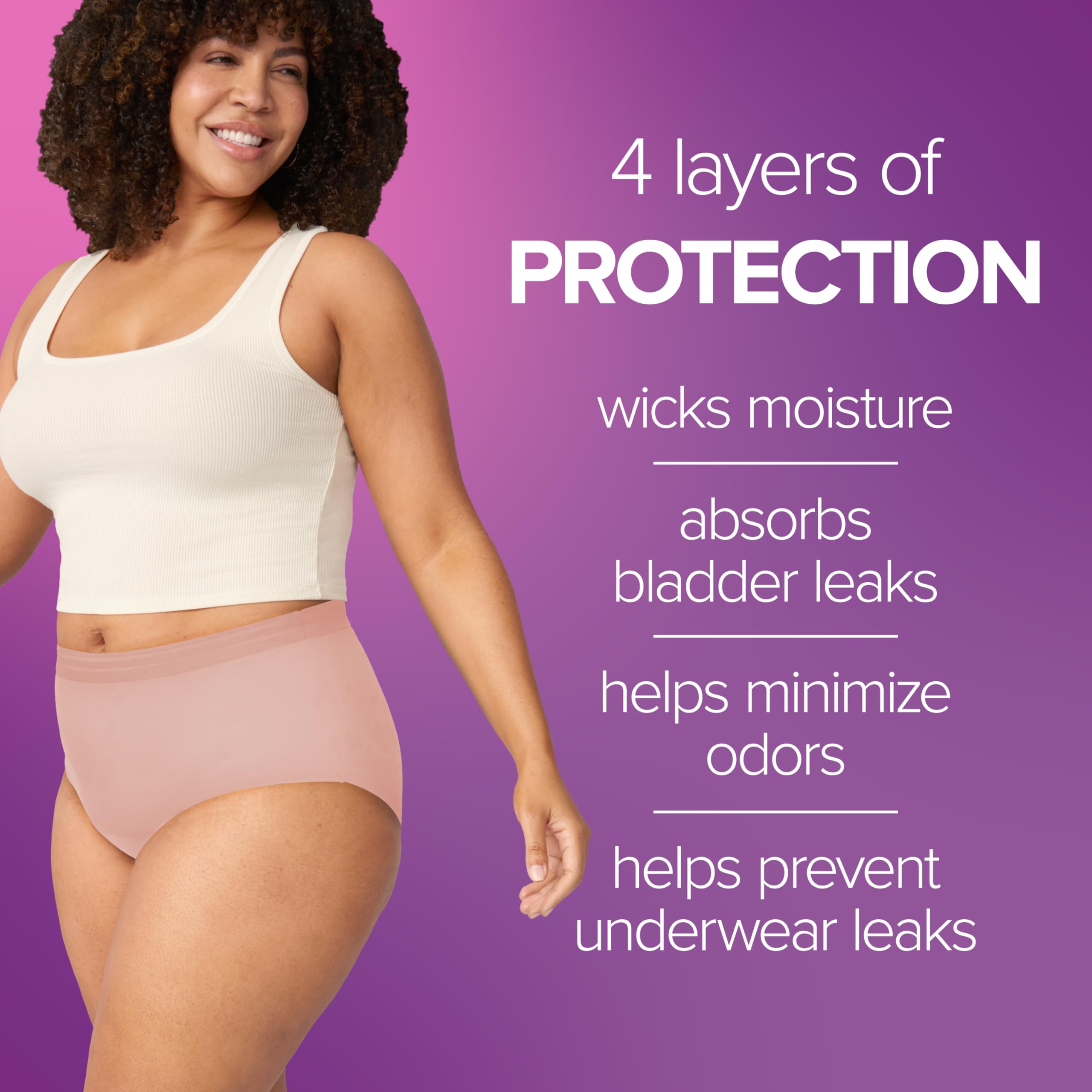 Absorbent-core close-up in Poise pink underwear