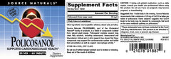 Policosanol bottle label detail with dosage and ingredients.